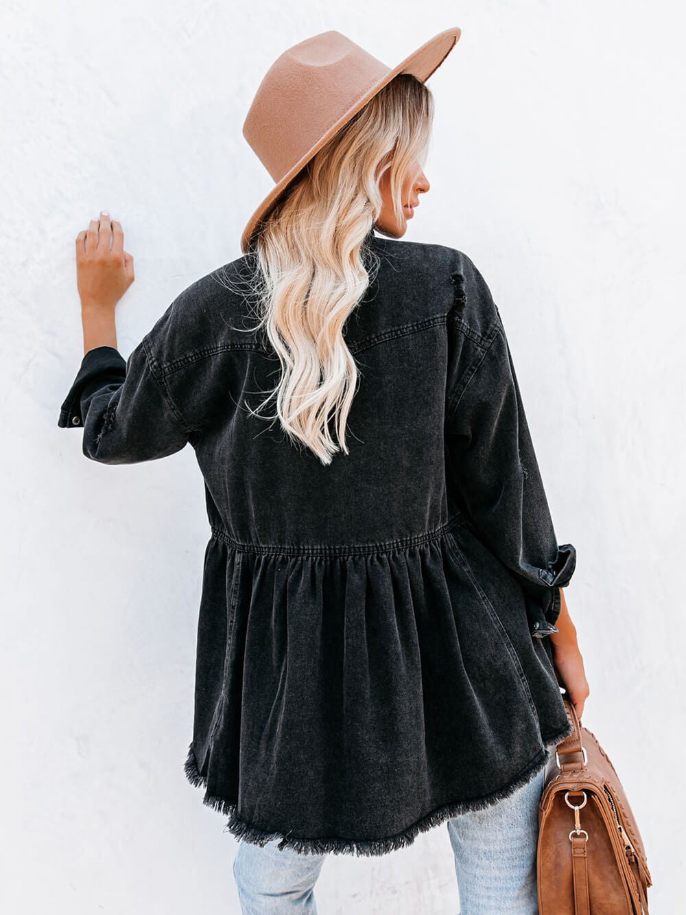 Schwarzes Denim Hemdjacke - Lara