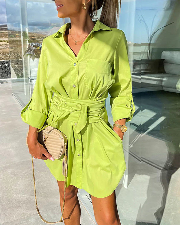 Neon-Grünes Langes Hemdkleid - Jade