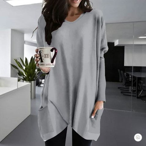 Schwarzes Langarmshirt mit Tasche - Alex