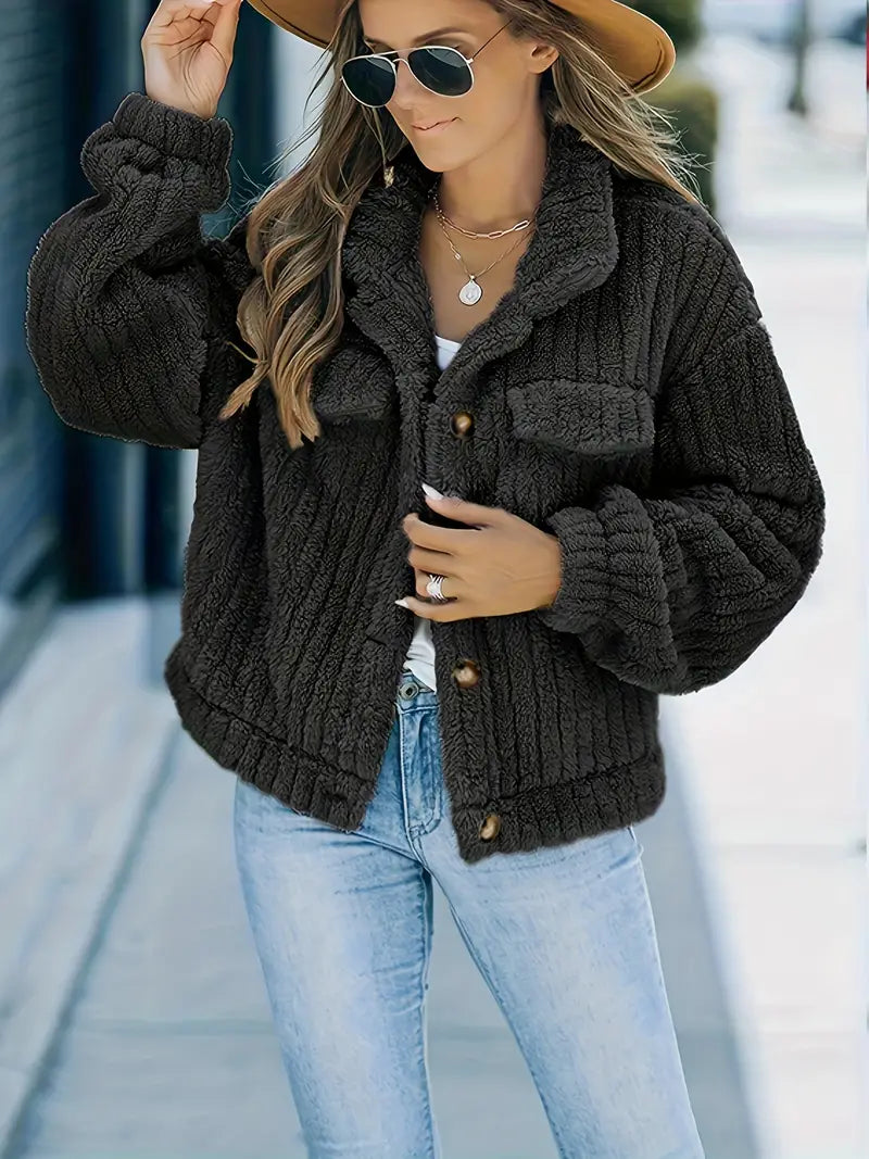 Apricot Kunstfell Truckerjacke - Lea