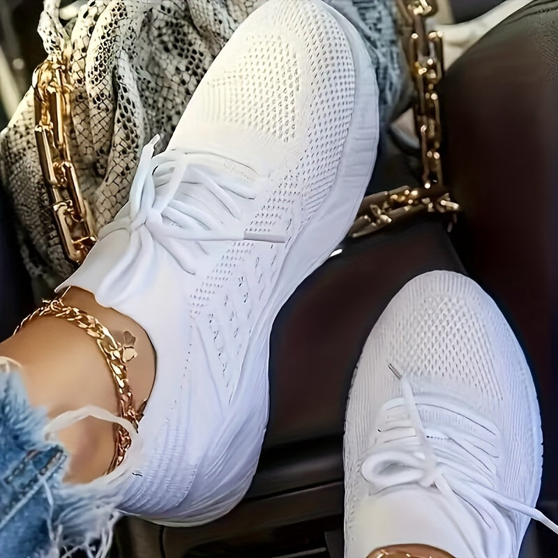 Weiße Mesh Schnürsneakers - Mila
