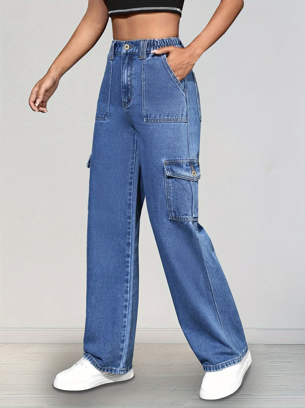 Hellblaue Lockere Cargo-Jeans - Nova