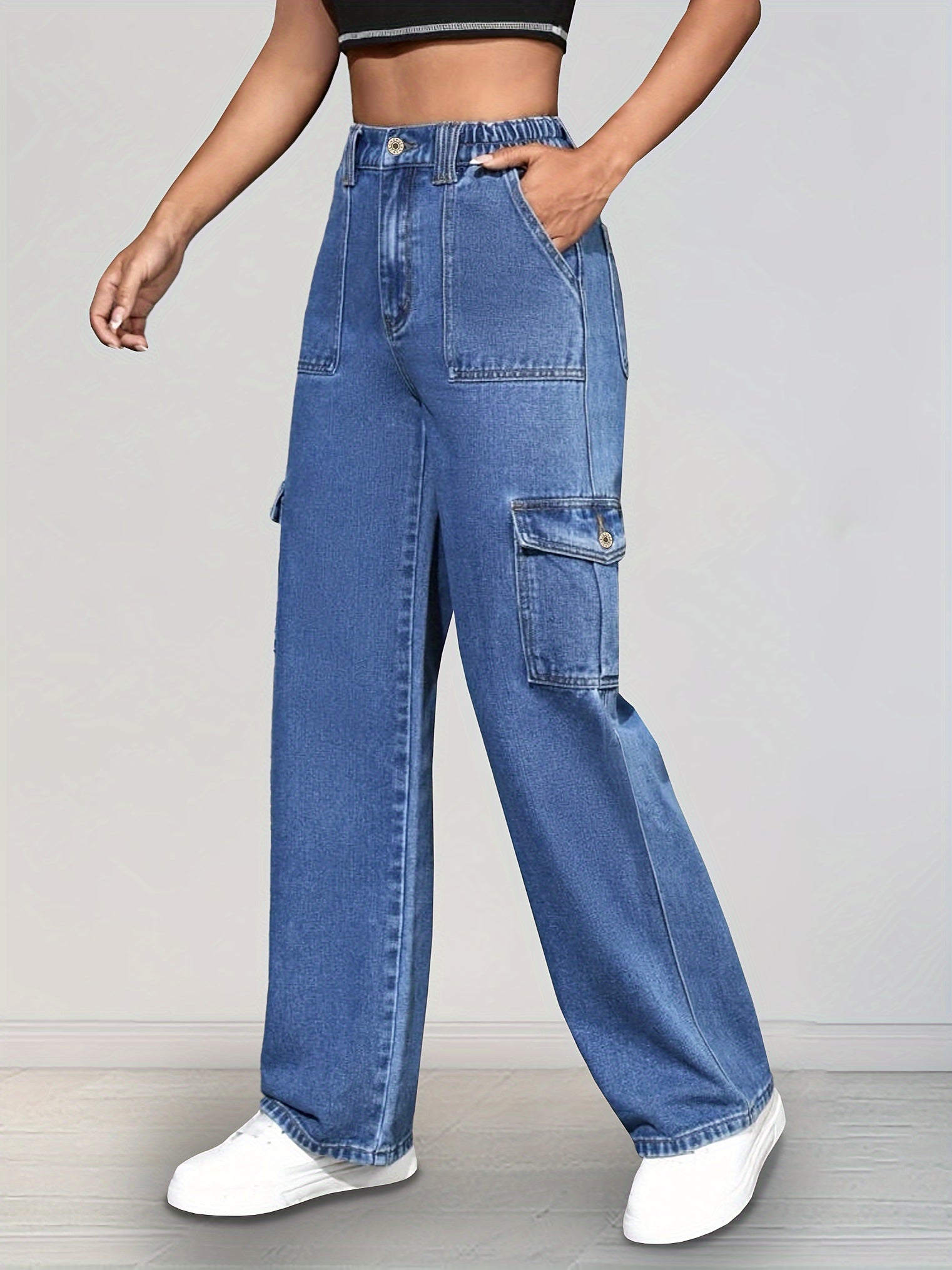 Hellblaue Lockere Cargo-Jeans - Nova