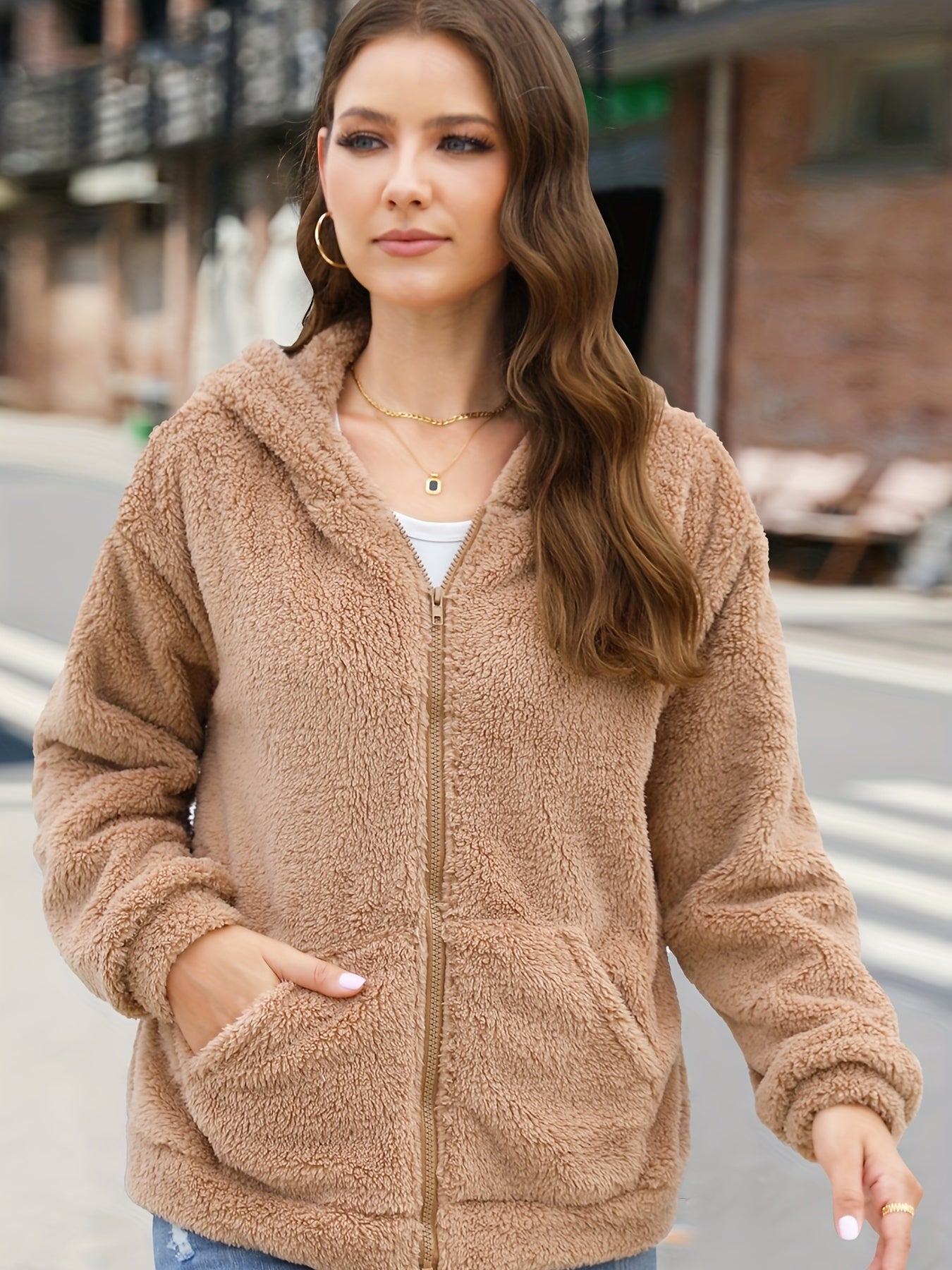 Kamel Fleece Kapuzenjacke - Lotte