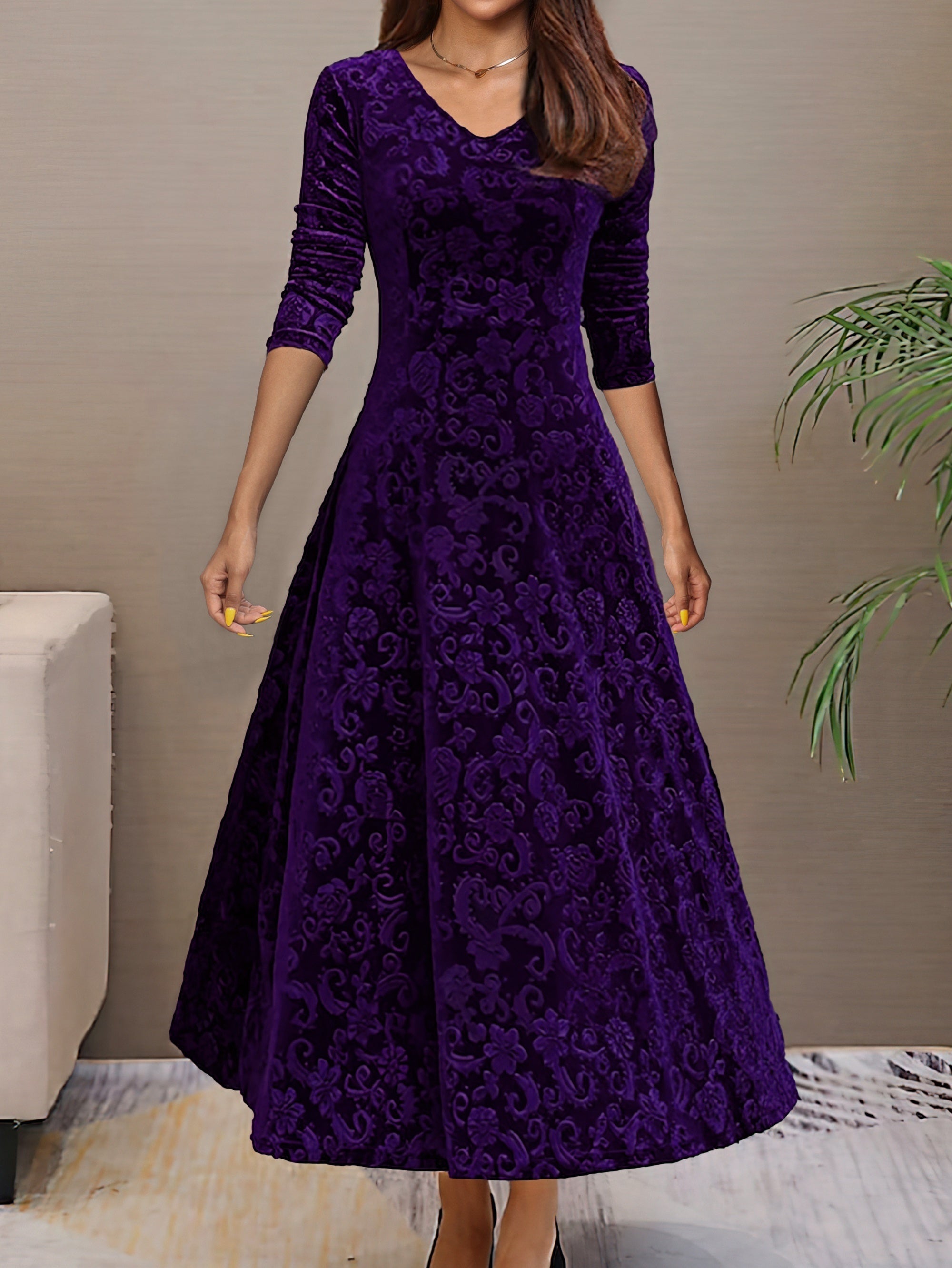 Dunkelrotes Elegantes Flared Kleid - Sophie