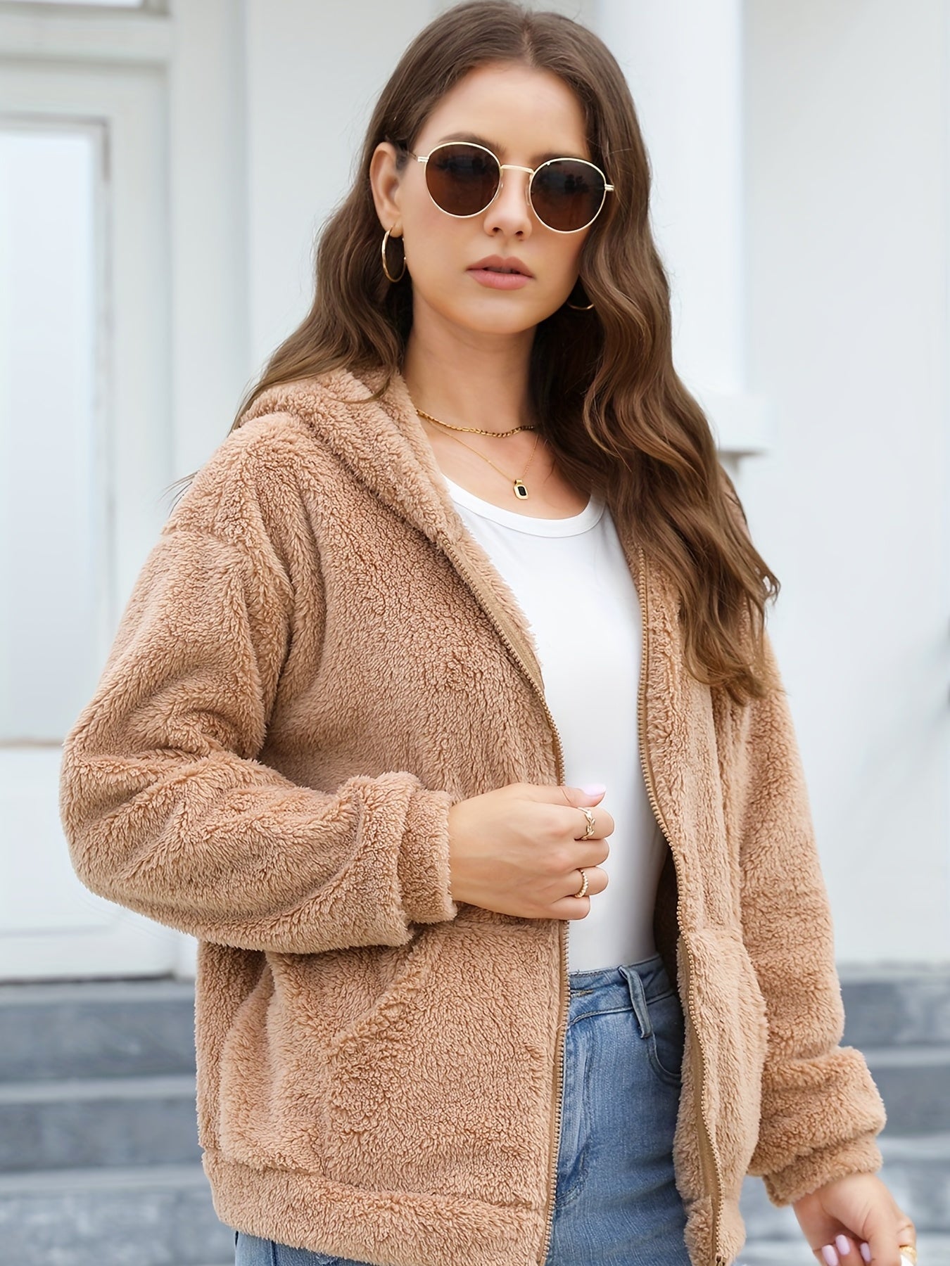 Kamel Fleece Kapuzenjacke - Lotte