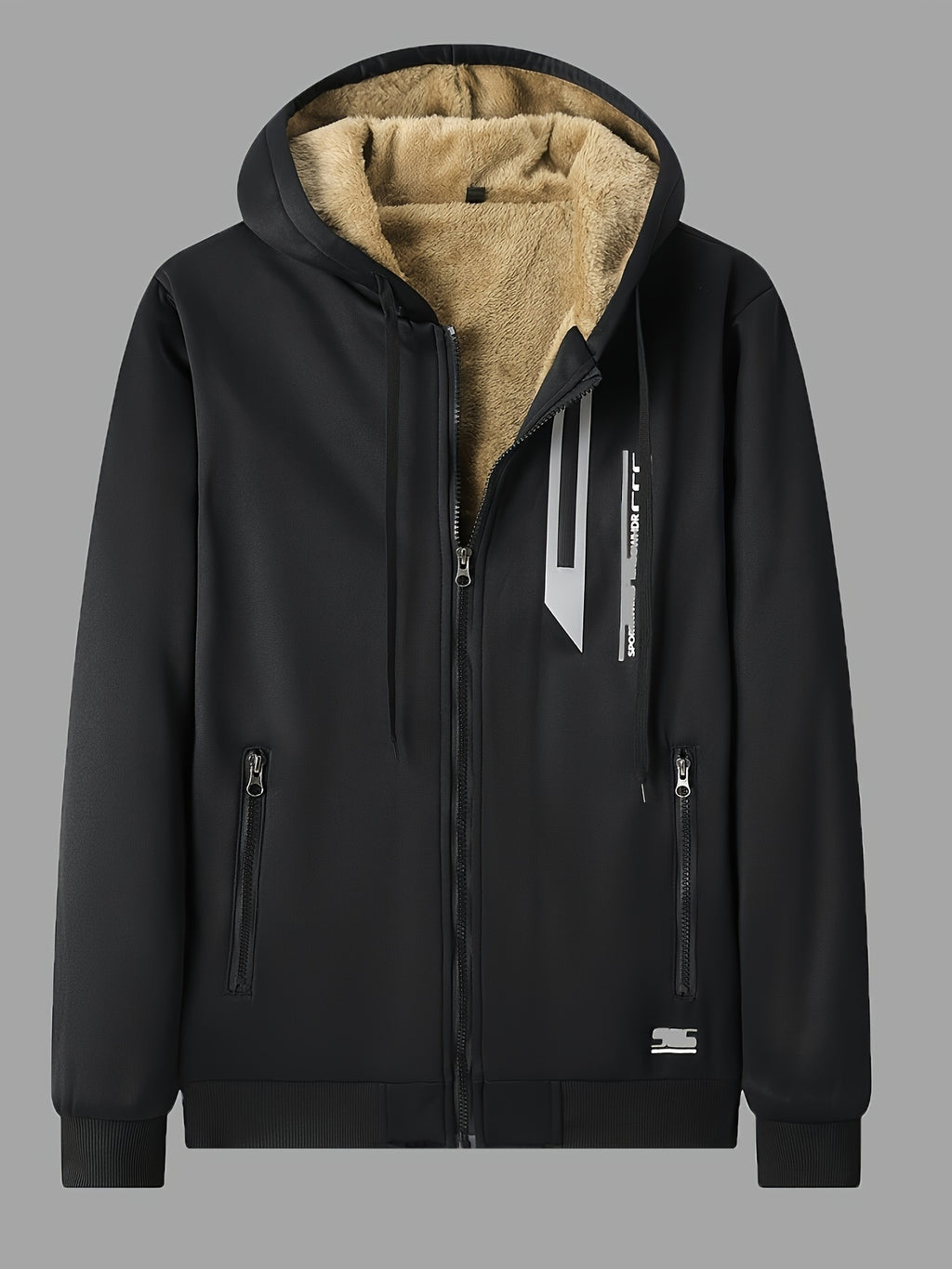 Schwarze Fleecegefütterte Winterjacke - Max