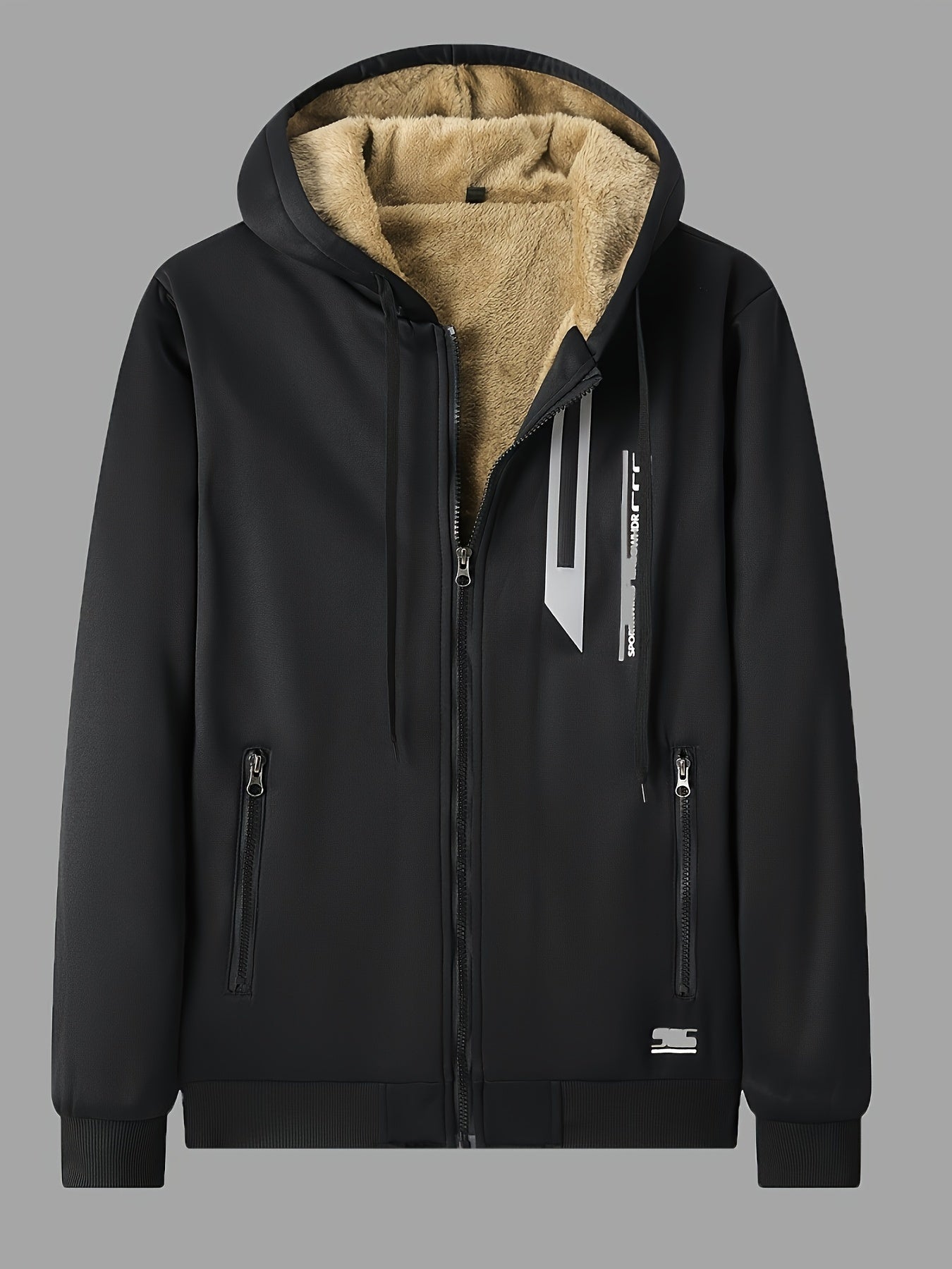 Schwarze Fleecegefütterte Winterjacke - Max