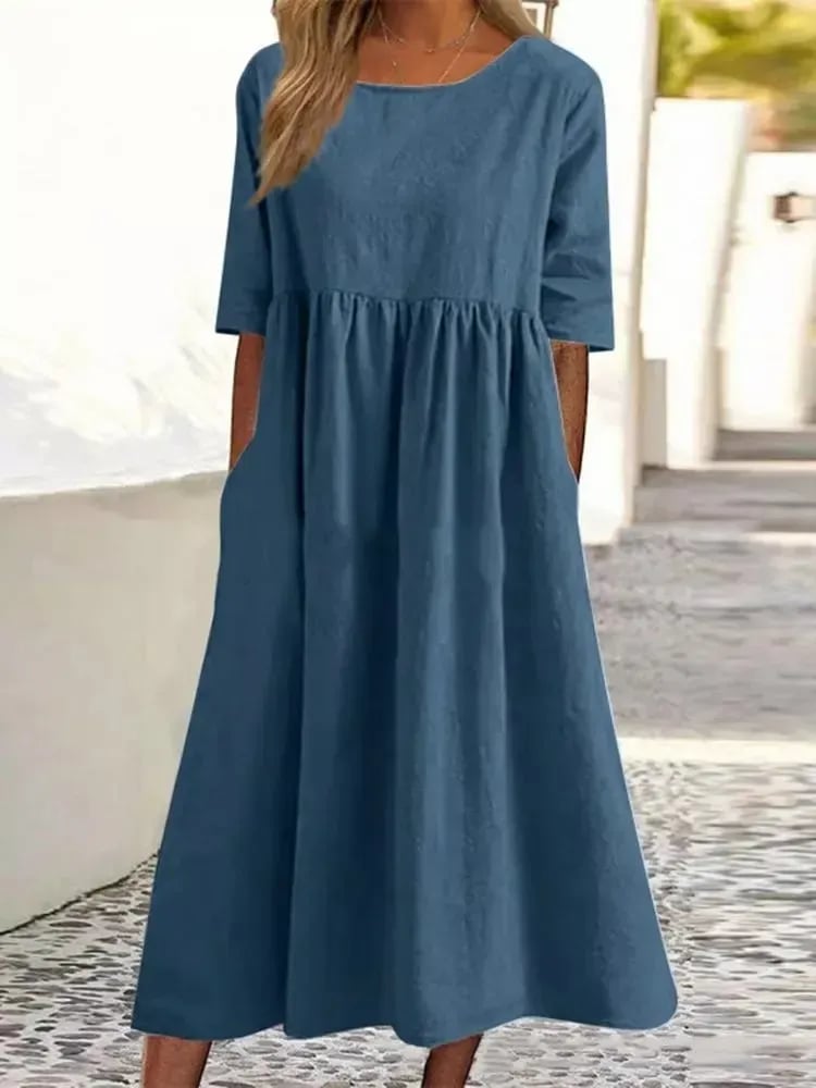 Marineblaues Baumwollkleid - Alisia