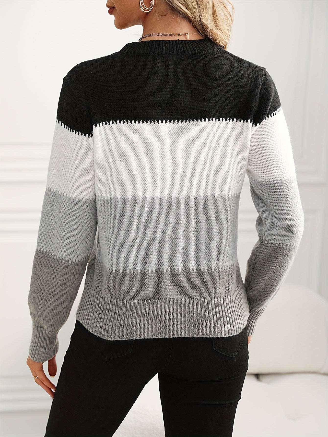 Schwarz-Grauer Colorblock Pullover - Sophie