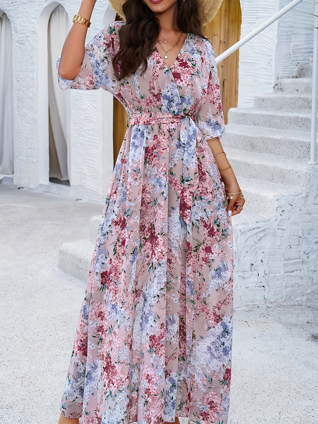 Rosa Gürtelkleid - Sofia