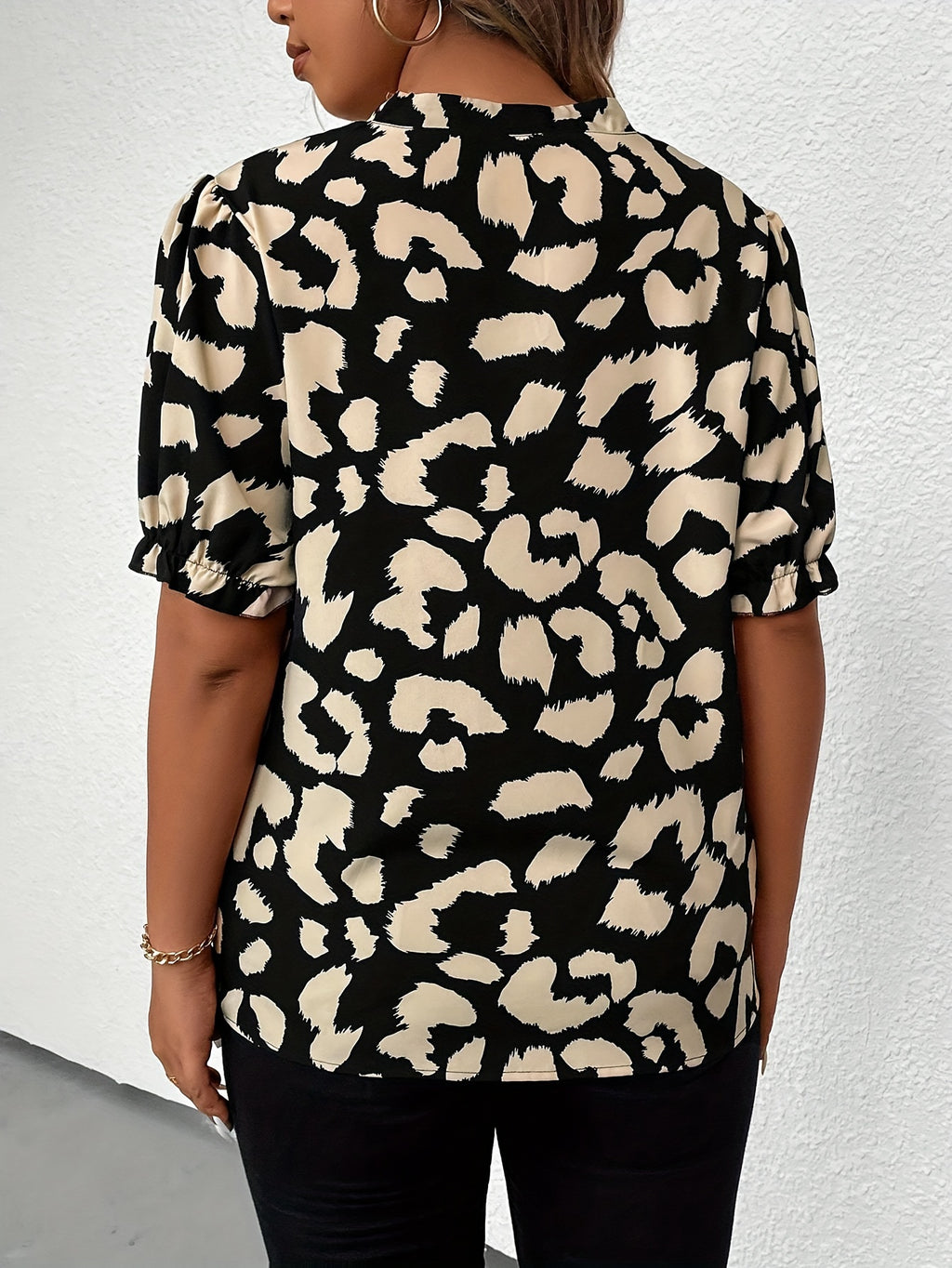 Aprikose Leopardenbluse - Nina