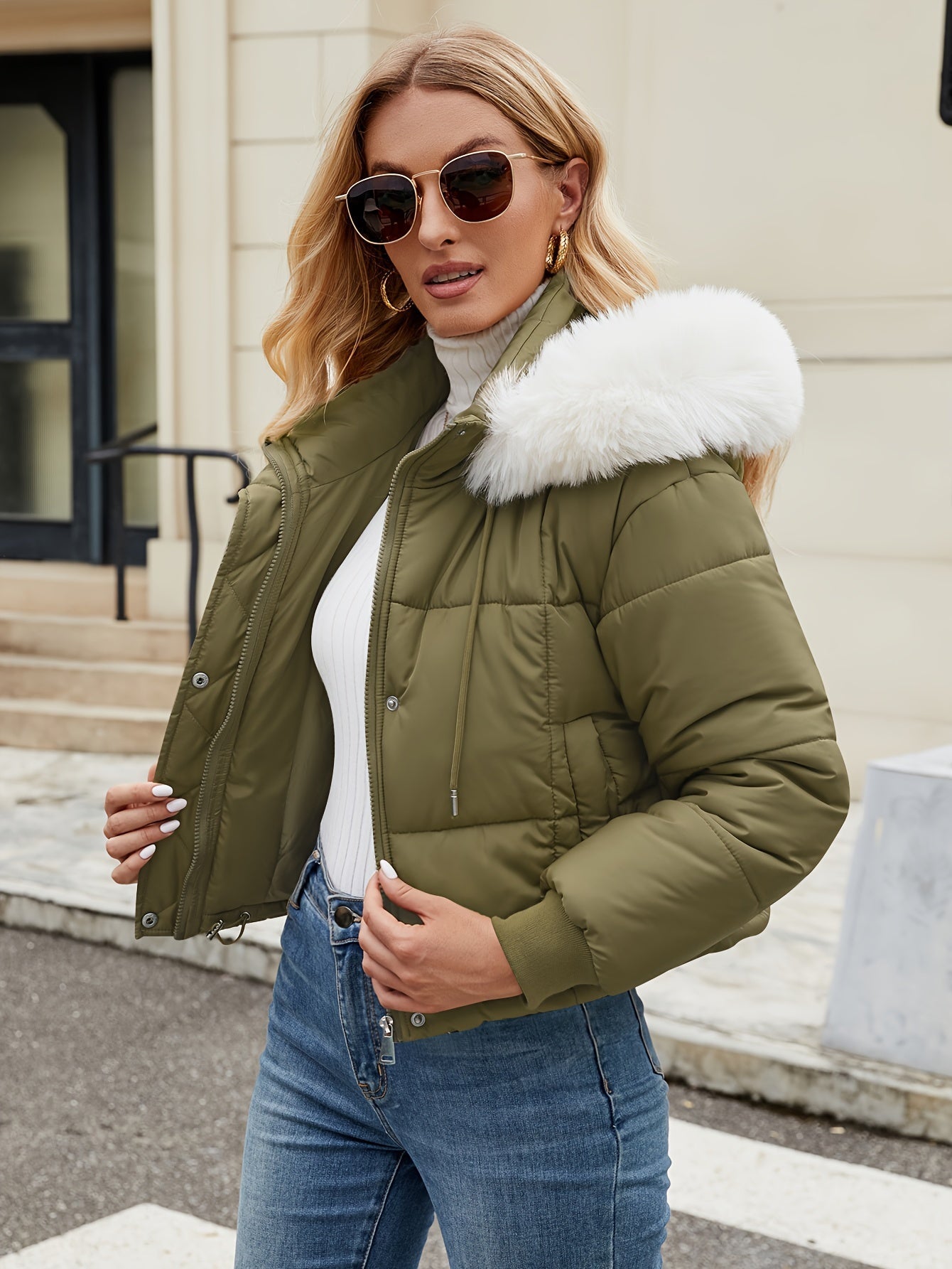 Schwarze Kurzpufferjacke - Eva