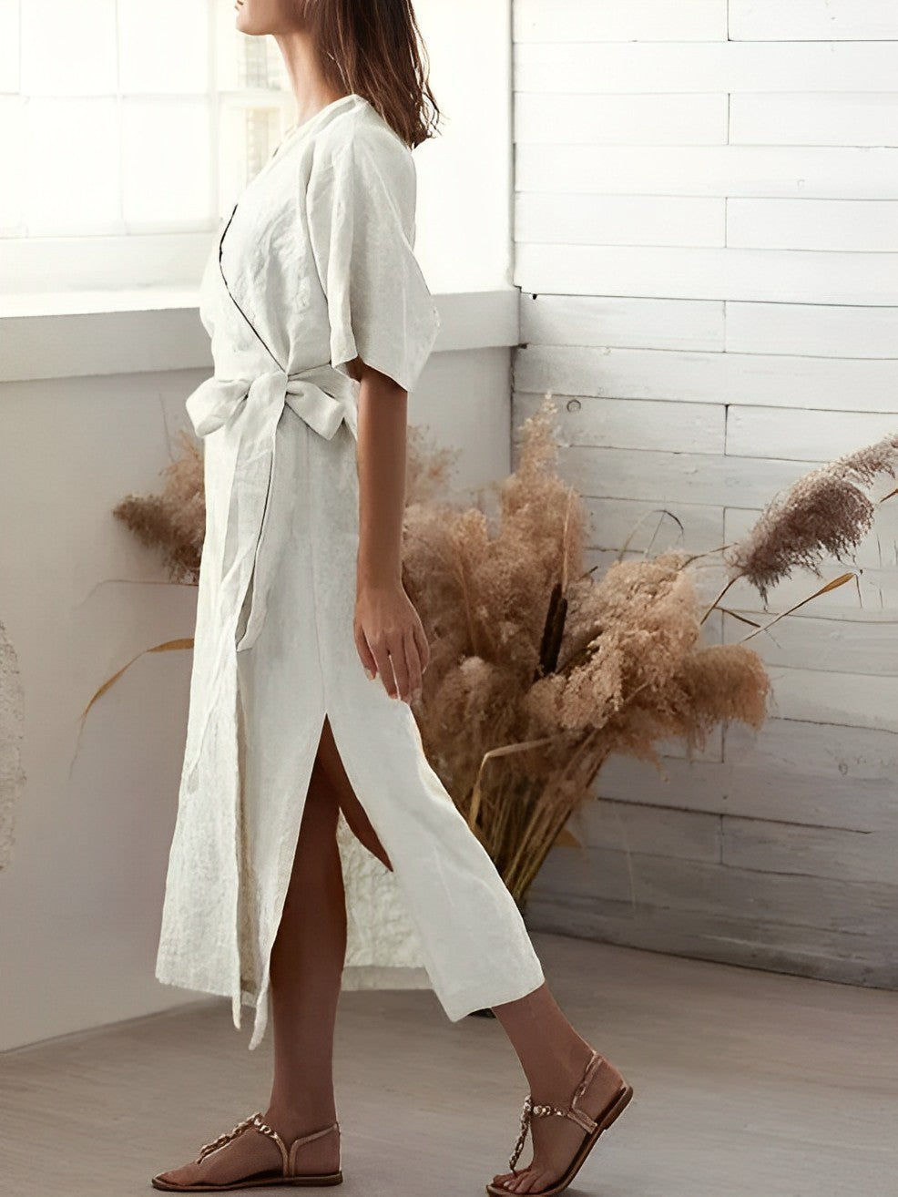 Lena - Lange Maxikleid mit Sommer-Schlitz Schwarz