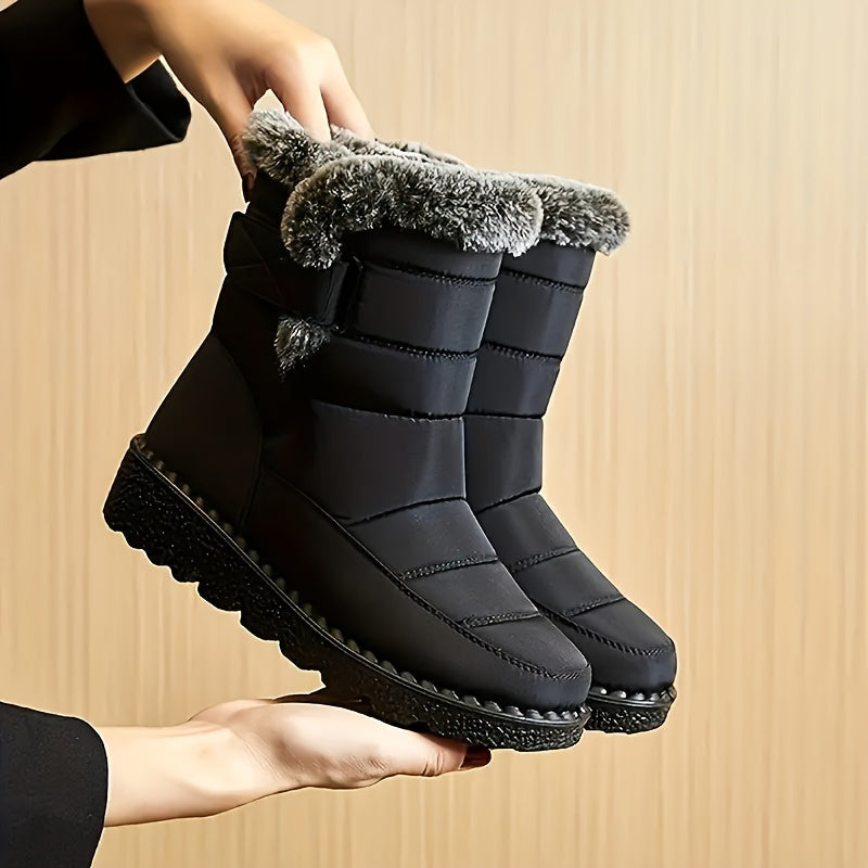 Rote wasserdichte Damen-Schneestiefel mit Plüschfutter - Anna
