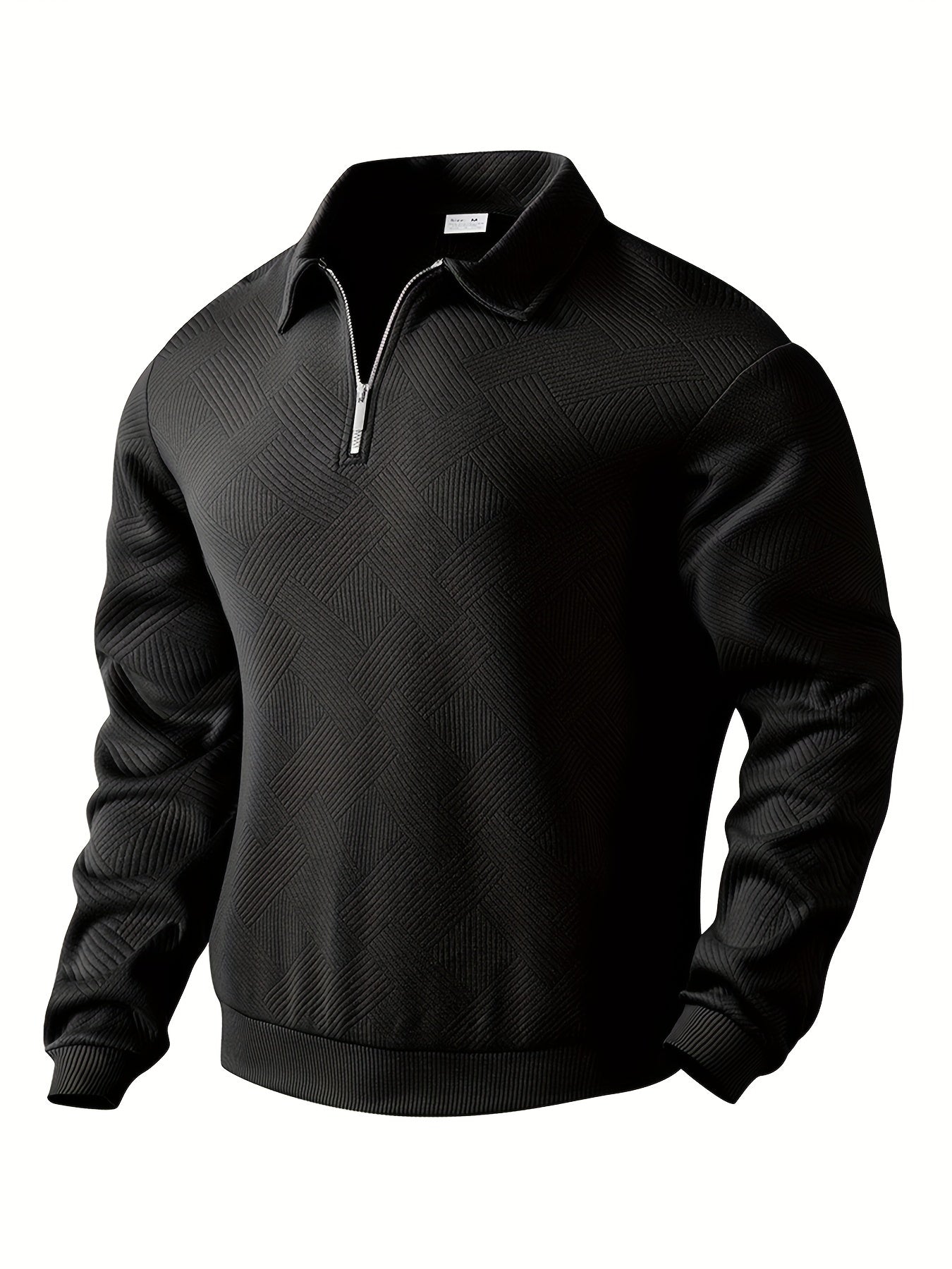 Vintage Herren-Zip-Pullover mit Muster Khaki – Jonas