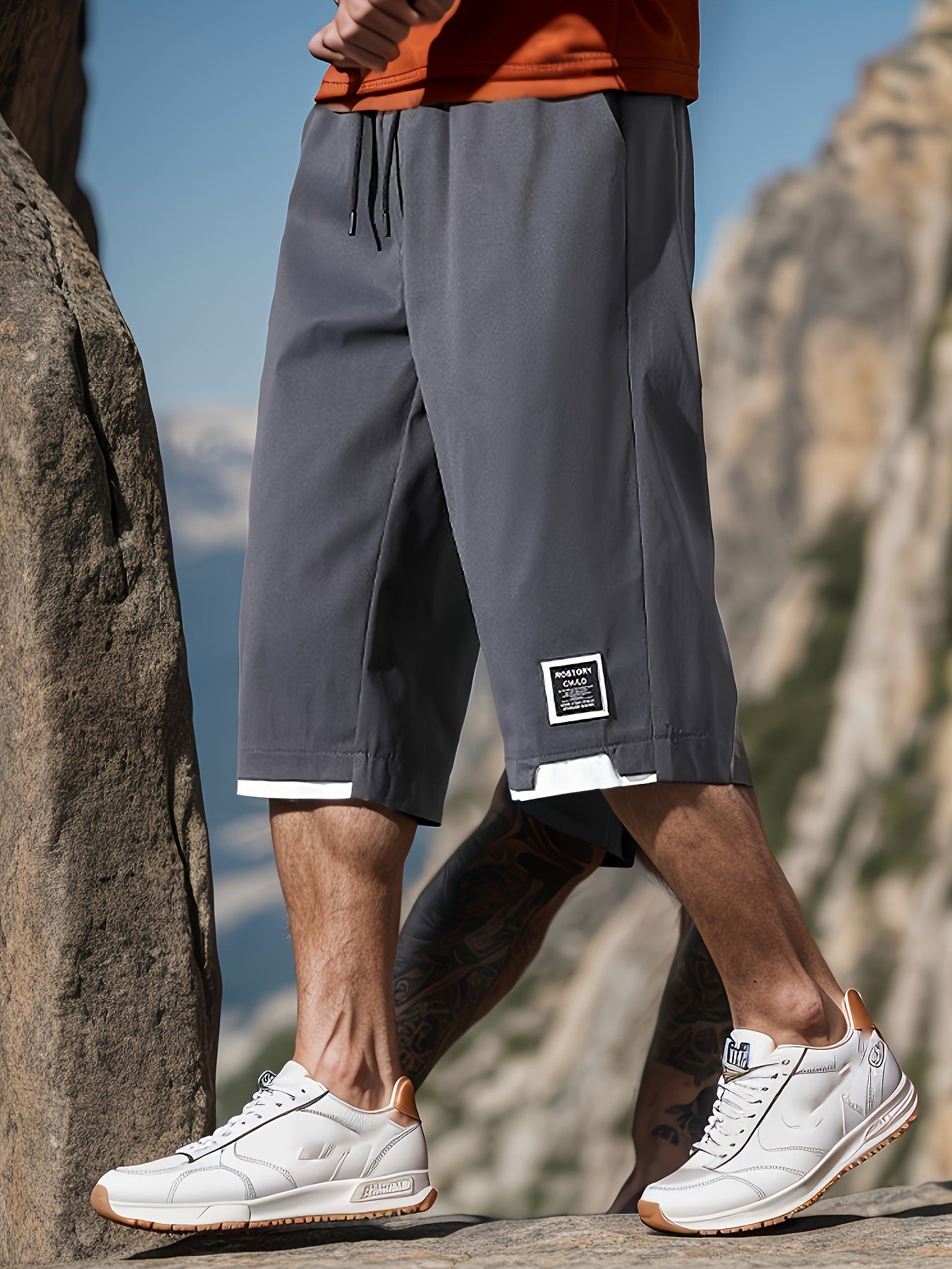 Armeegrüne Faux-Zweiteiler-Shorts - Jonas