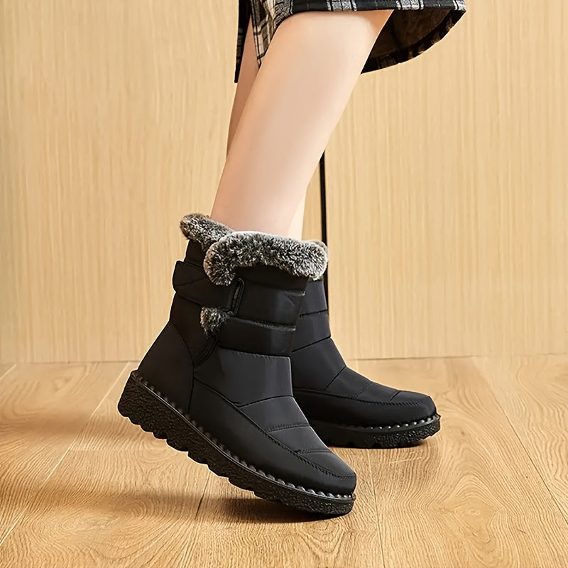 Rote wasserdichte Damen-Schneestiefel mit Plüschfutter - Anna