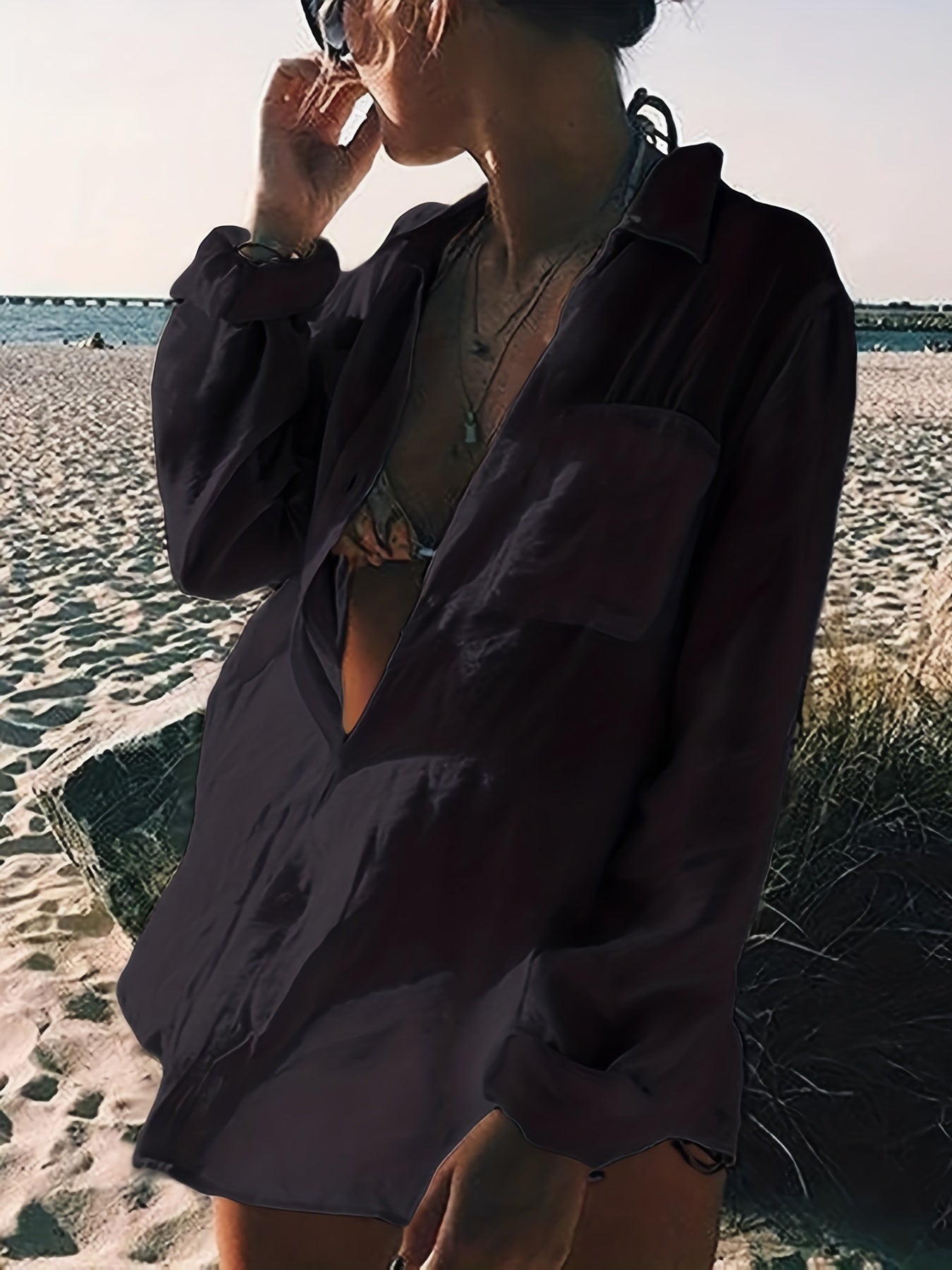 Hellblaues Langarm-Cover-Up - Sophie