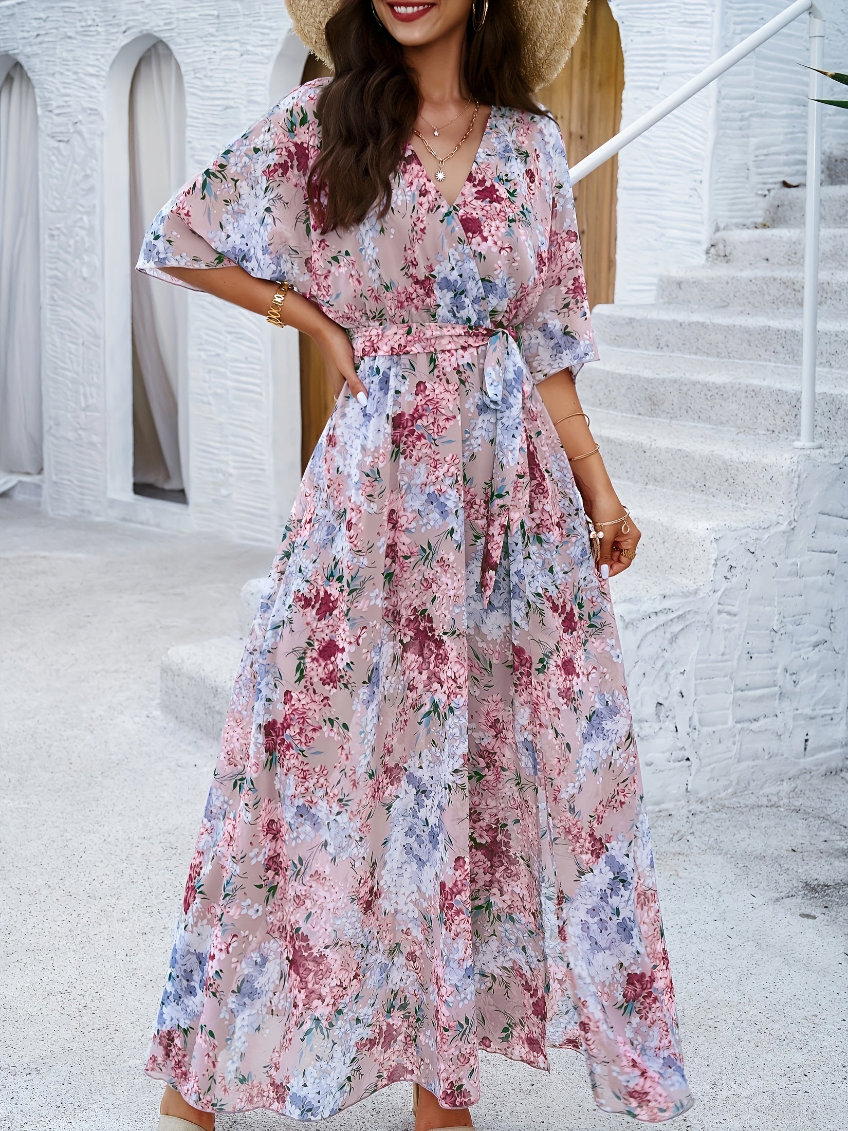 Rosa Gürtelkleid - Sofia