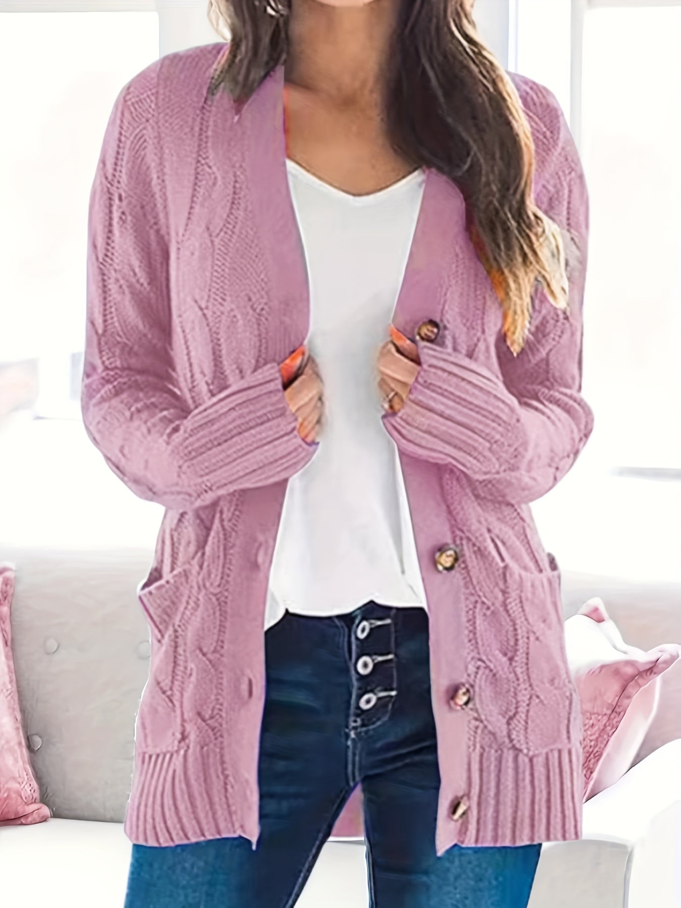 Rote Strick-Kapuzenjacke – Lisa