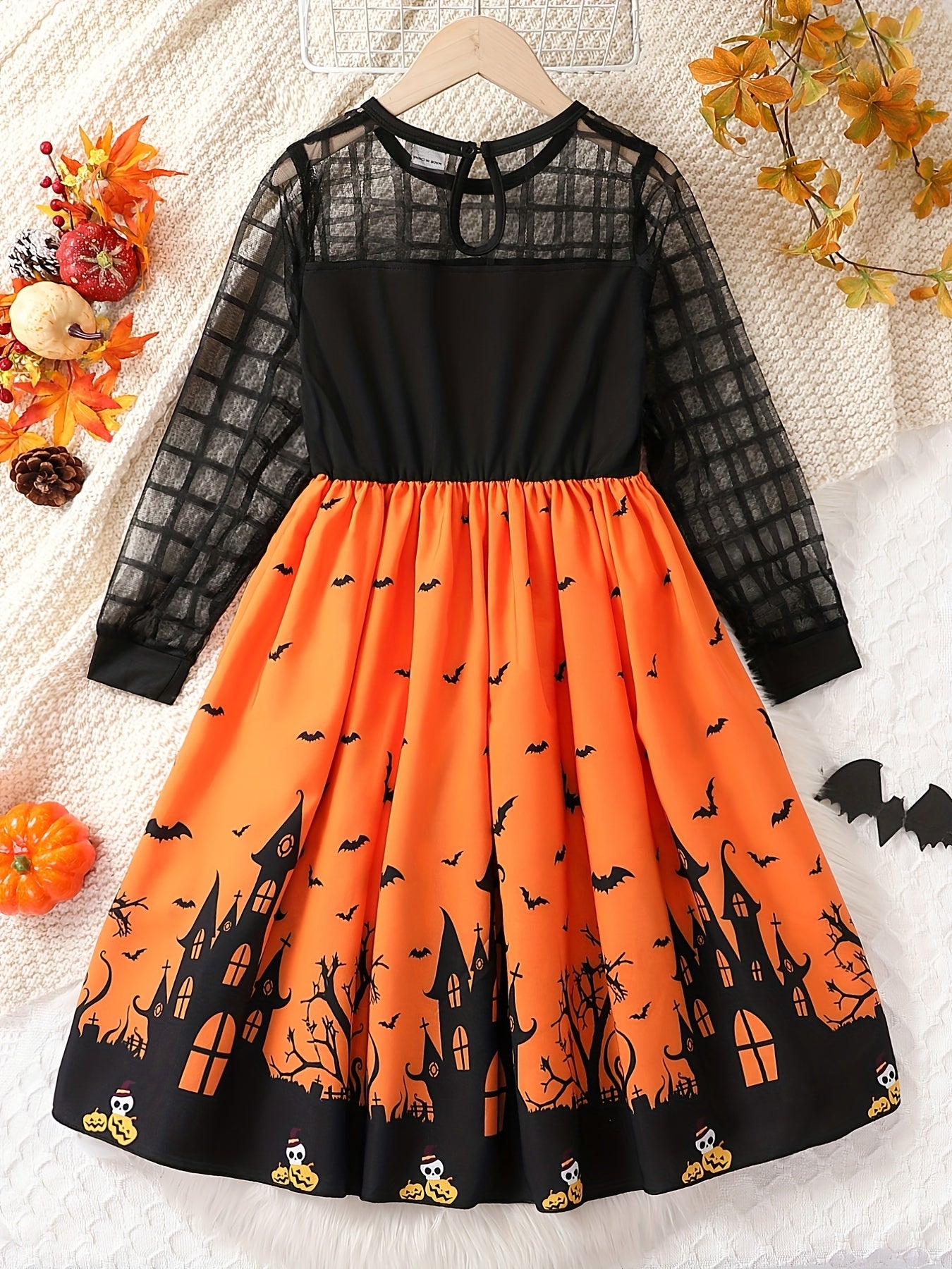 Halloween Prinzessinnenkleid in Orange-Rot - Emma