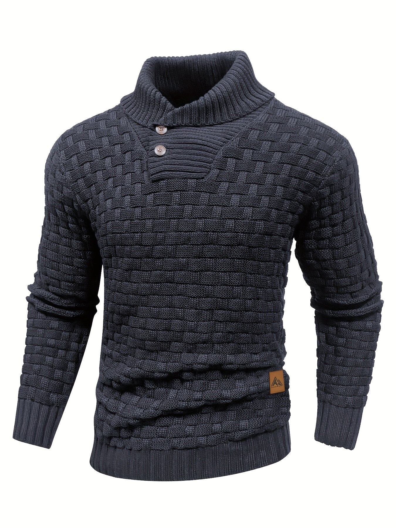 Schwarzer Waffelmuster-Pullover für Herren - Max