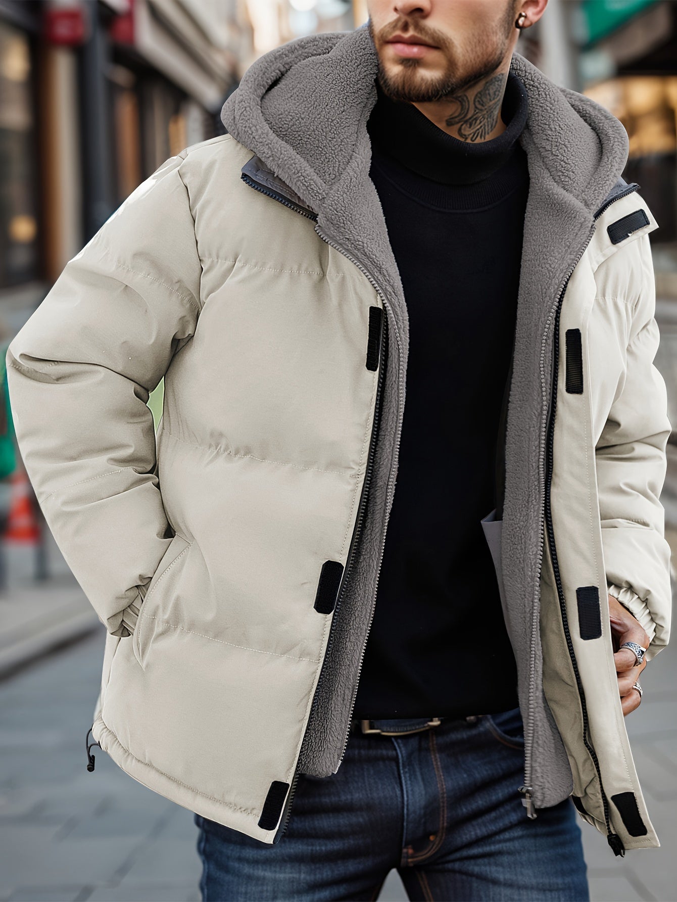 Schwarze Fleece-Kapuzenjacke – Ben