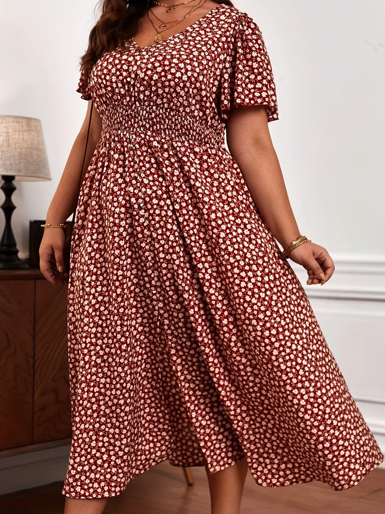 Bordeauxrotes Plus Size Freizeitkleid - Amelie