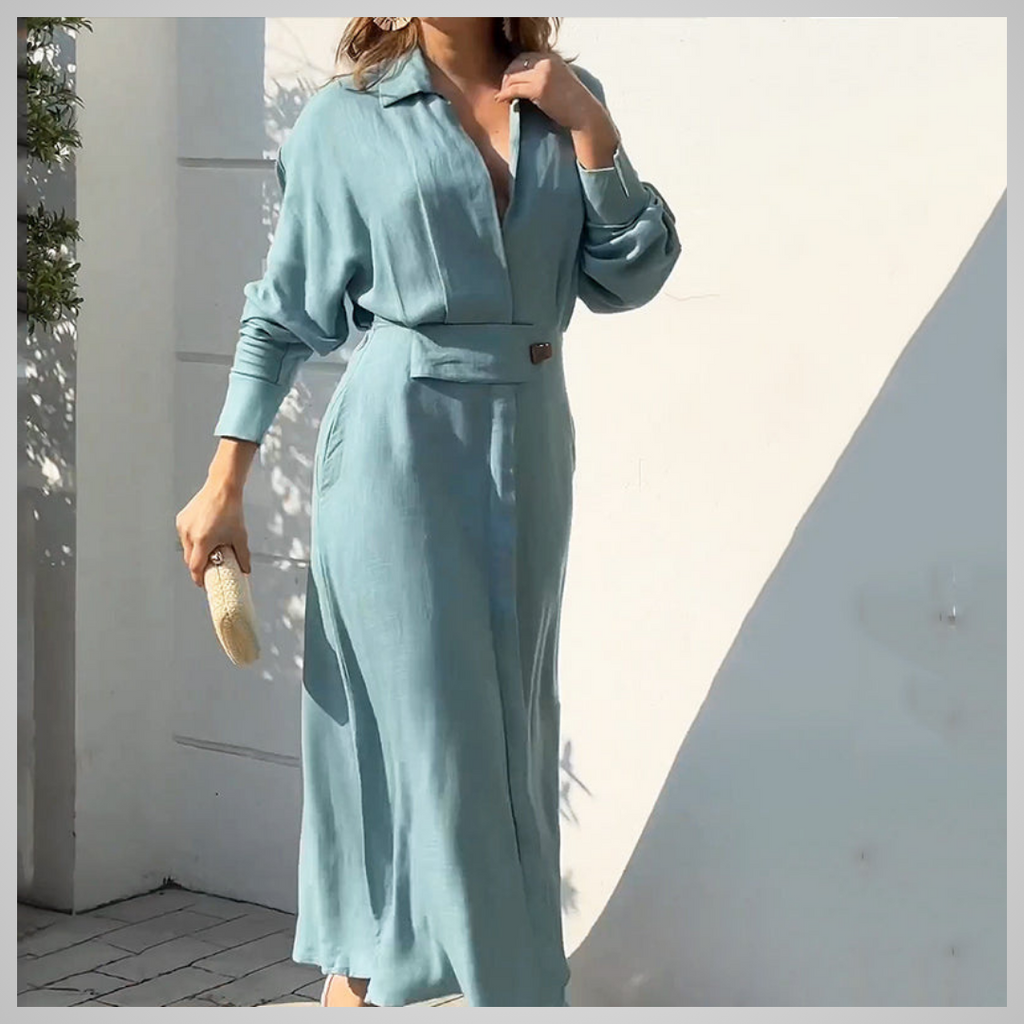 Celeste - Blaues Elegantes Midi-Kleid