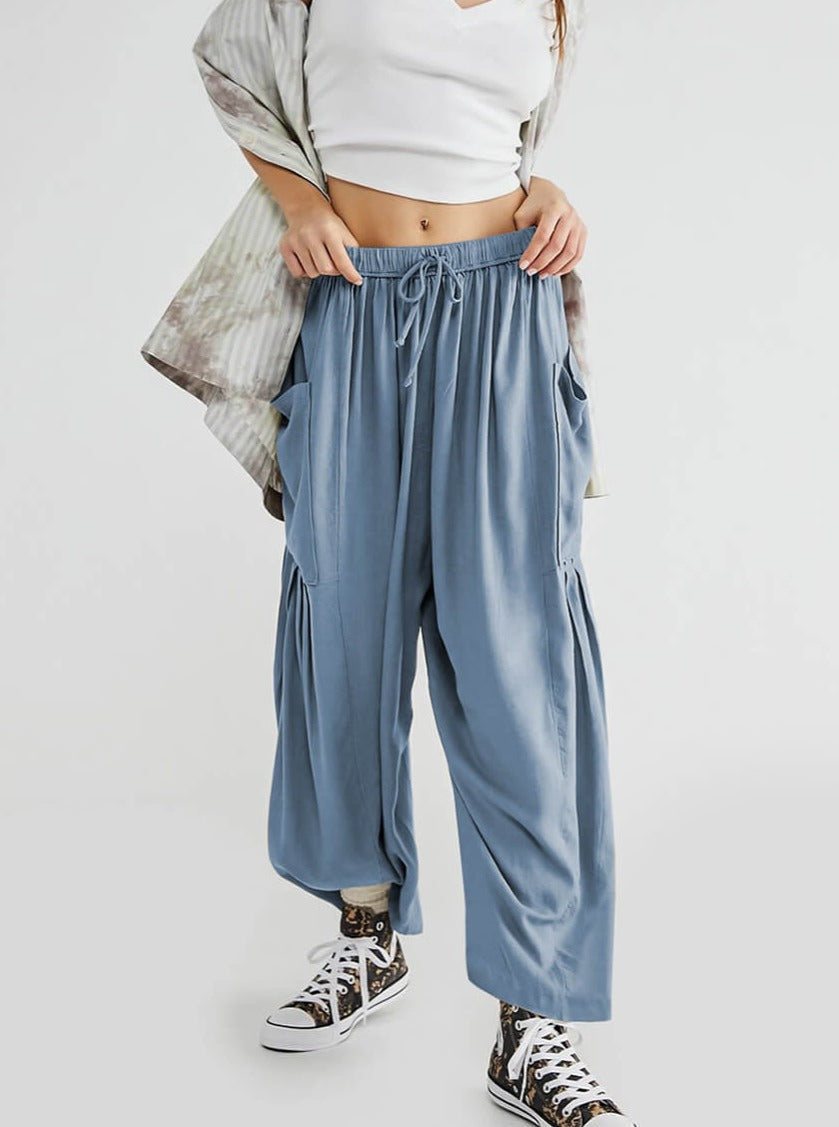 Blaue Bequeme Yoga-Weithose - Sara
