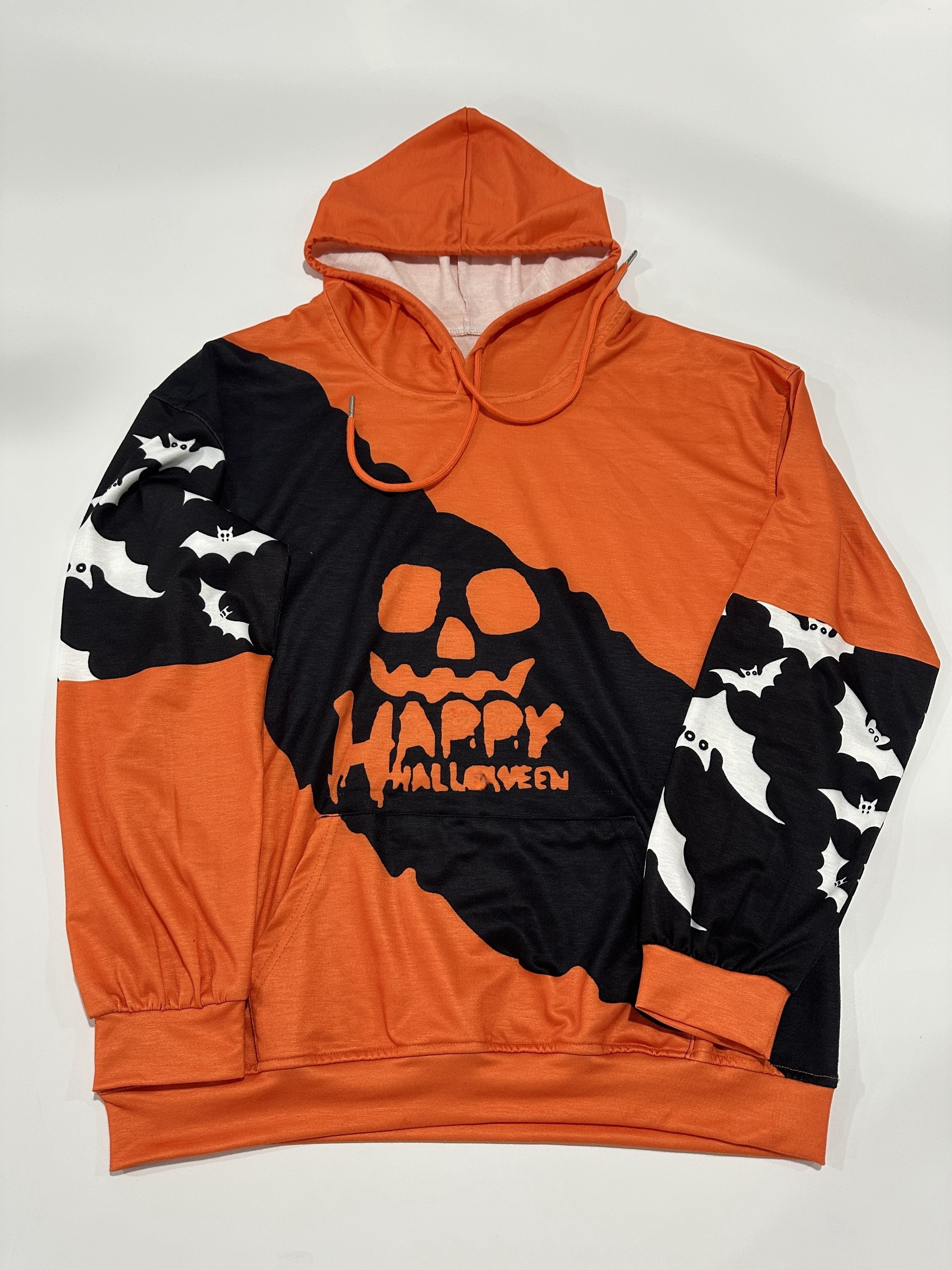 Orange Schwarze Kürbisdruck-Hoodie - Sara