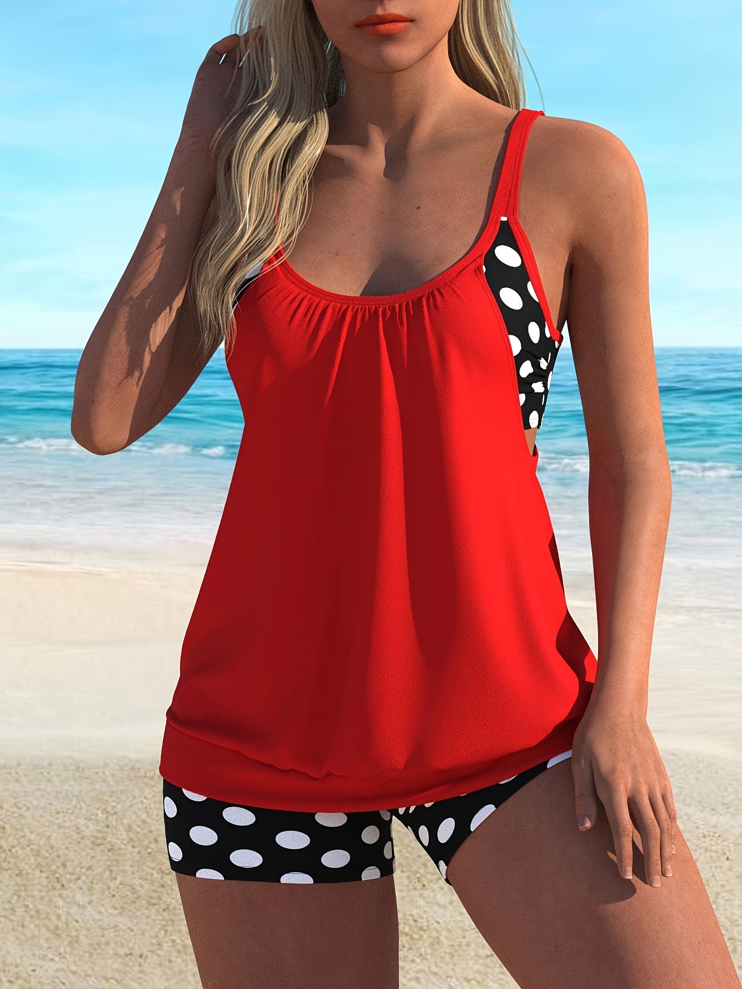 Rotes Polka-Dot Tankini Set - Lena