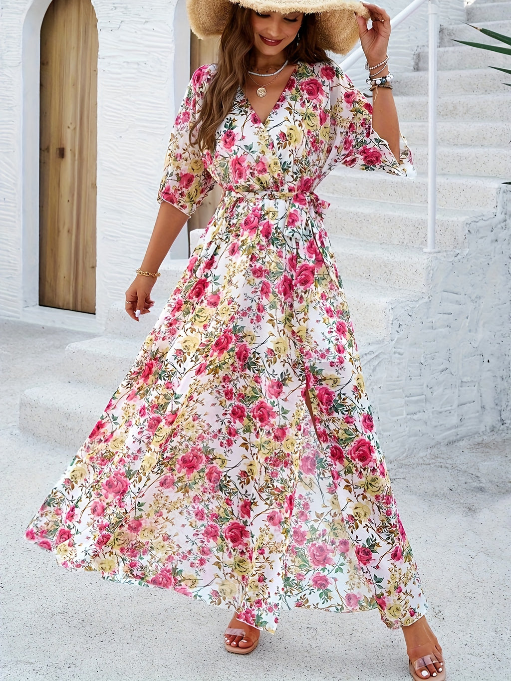 Rosa Gürtelkleid - Sofia