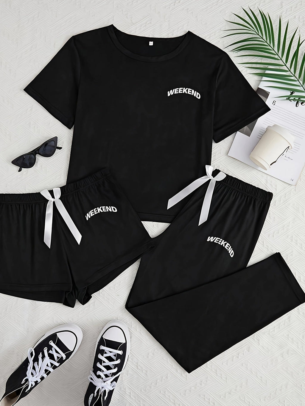 Dunkelgraues 3-Teiliges Pyjama-Set - Weekend Vibes
