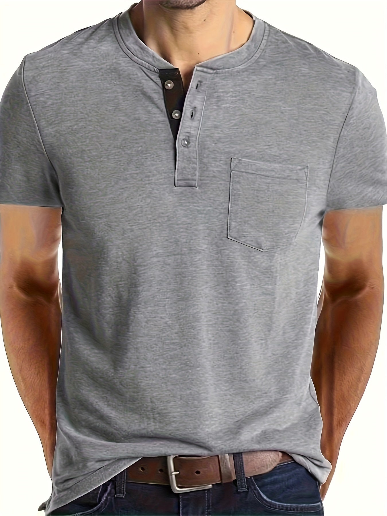 Schwarzes Henley-T-Shirt - Tim