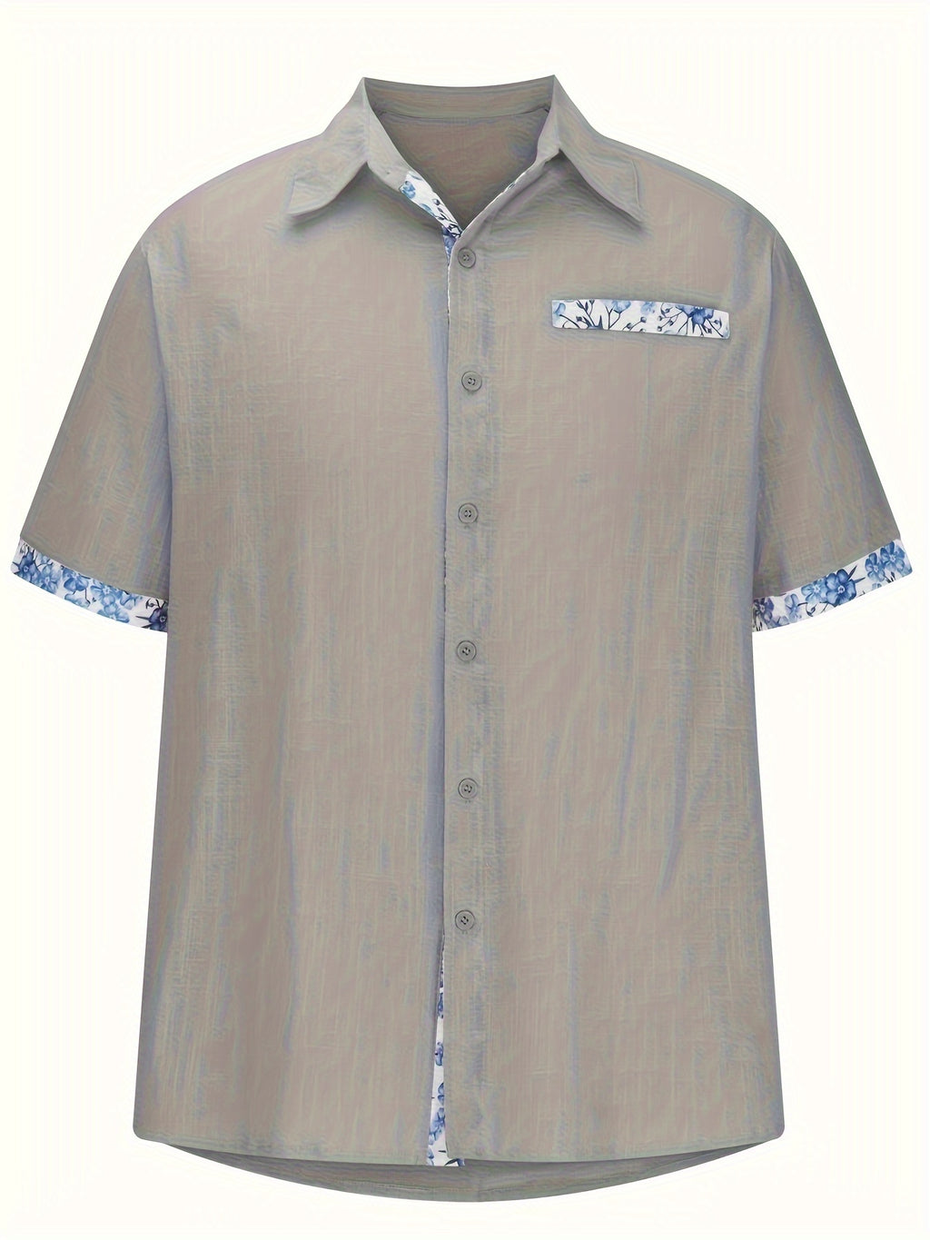 Himmelblaue Blumenprint-Hemd - Leo