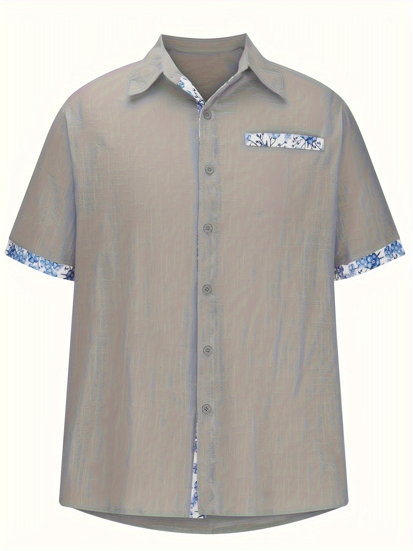 Himmelblaue Blumenprint-Hemd - Leo