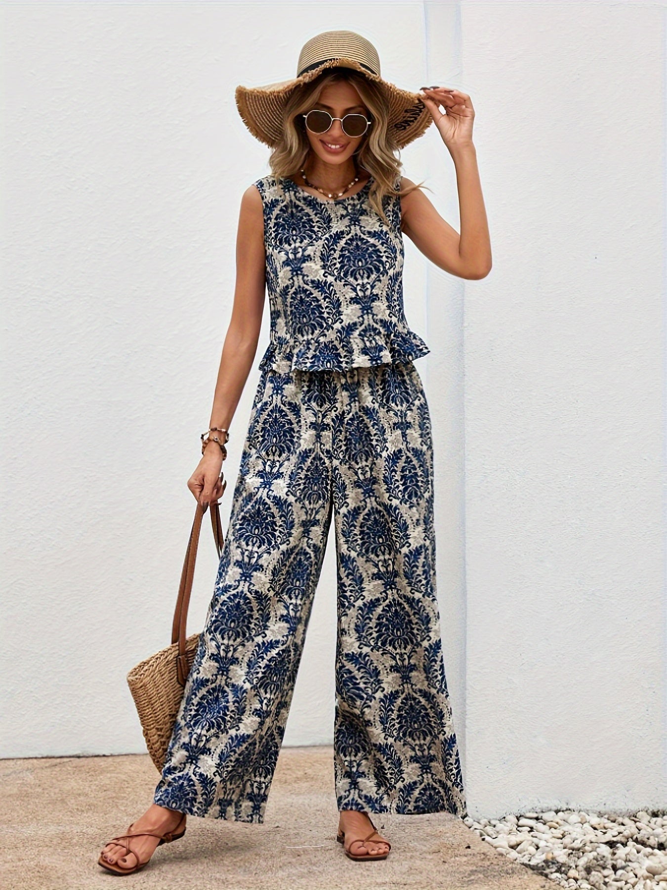 Blaues Damast-Set - Sophie