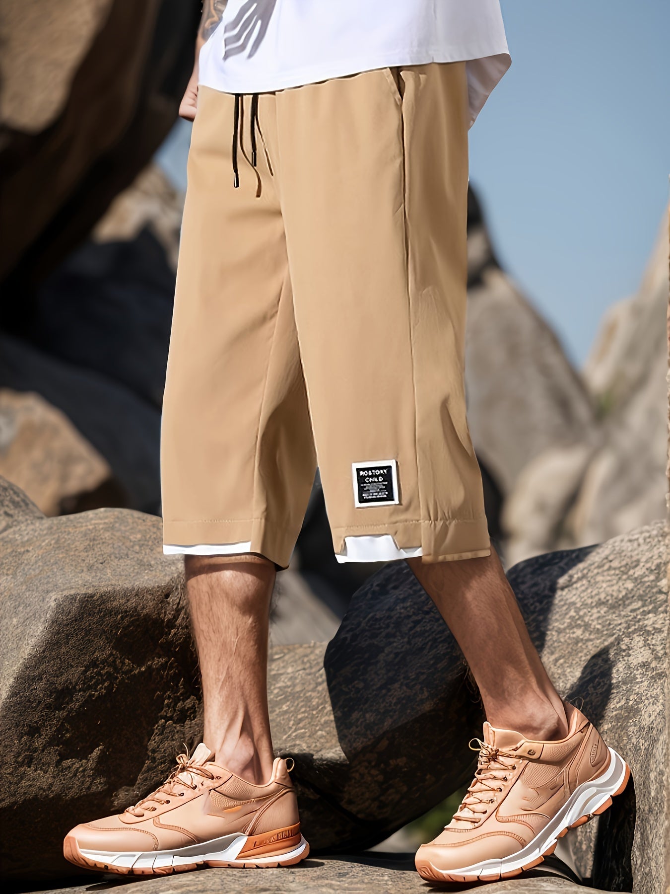 Armeegrüne Faux-Zweiteiler-Shorts - Jonas