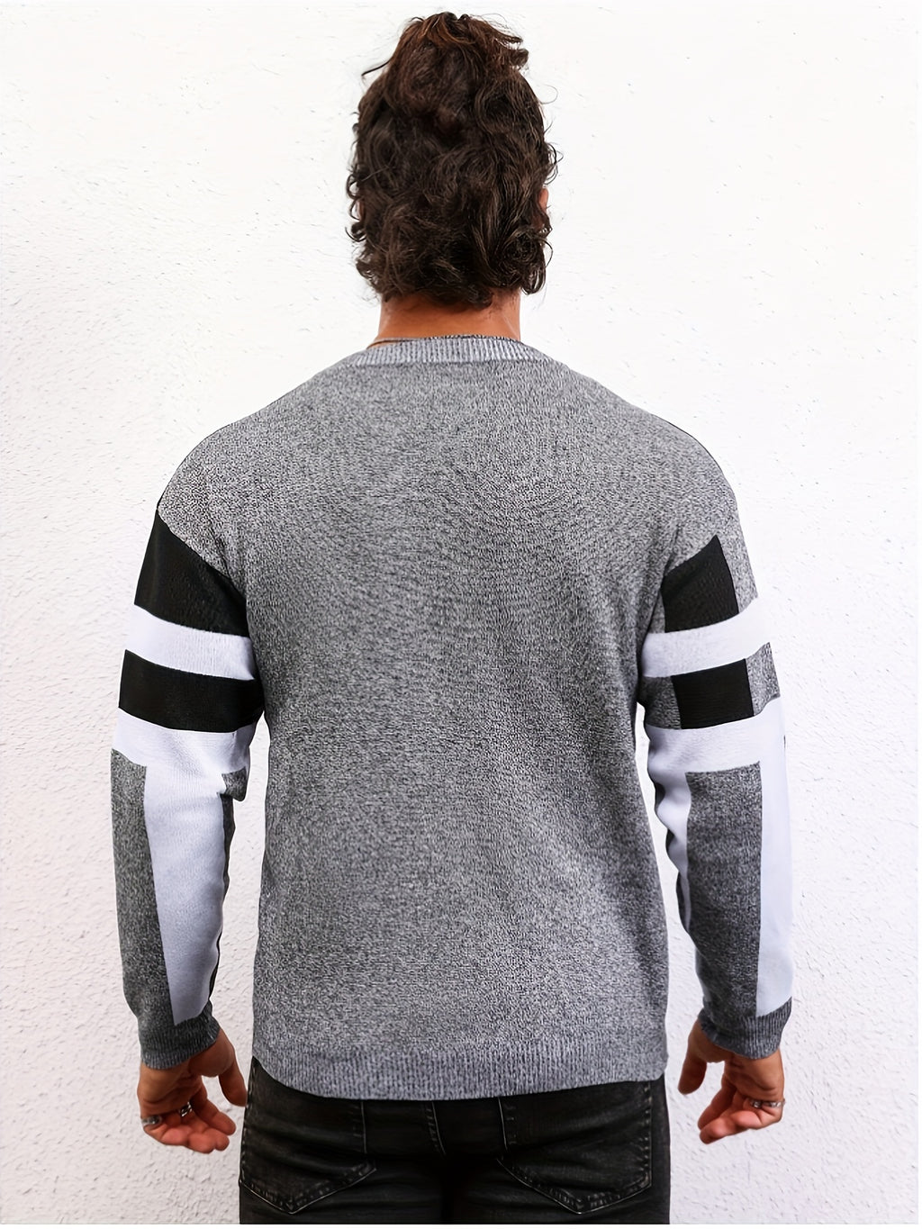 Grauer Jacquard-Pullover für Herren - Tom