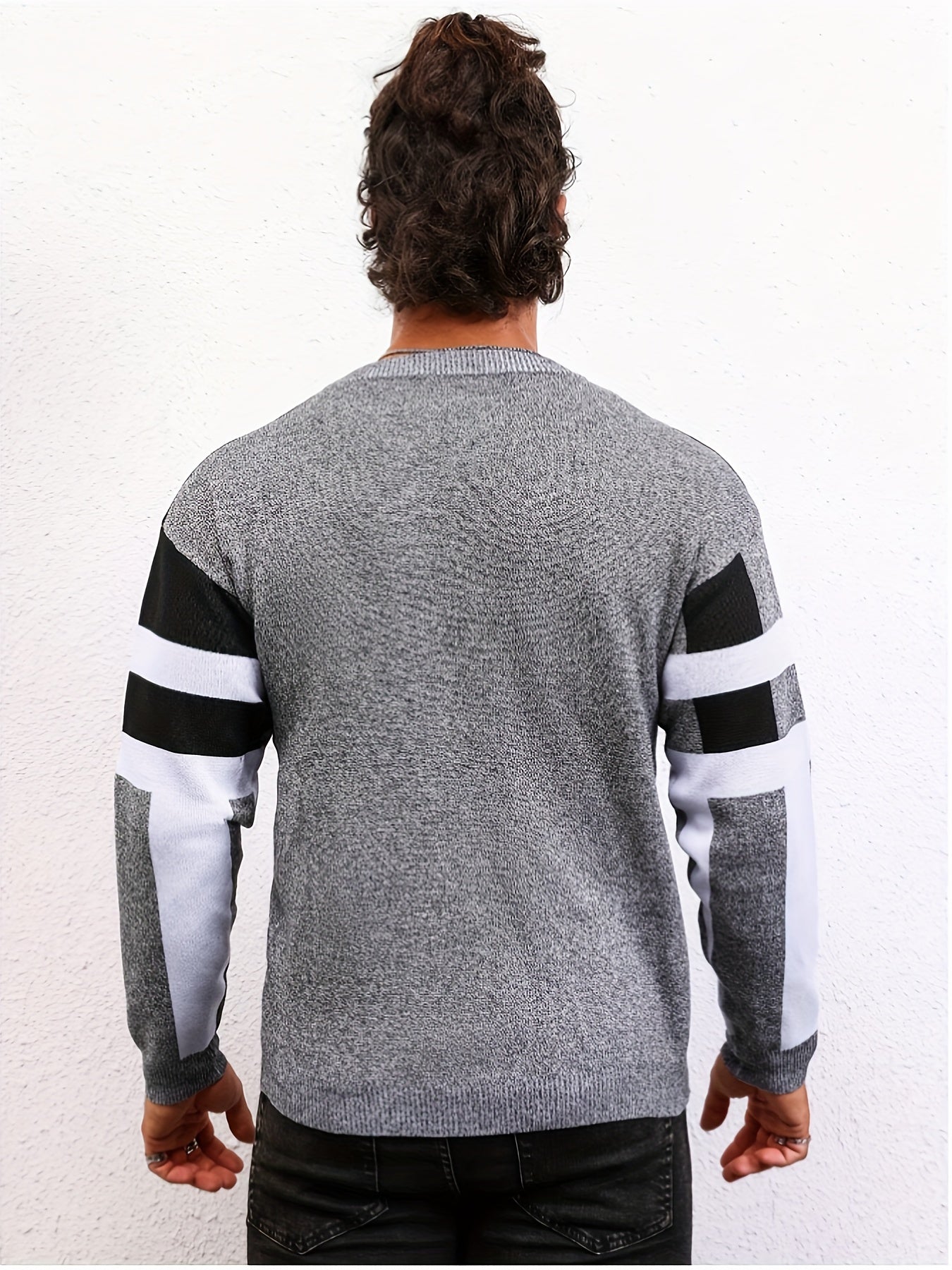 Grauer Jacquard-Pullover für Herren - Tom