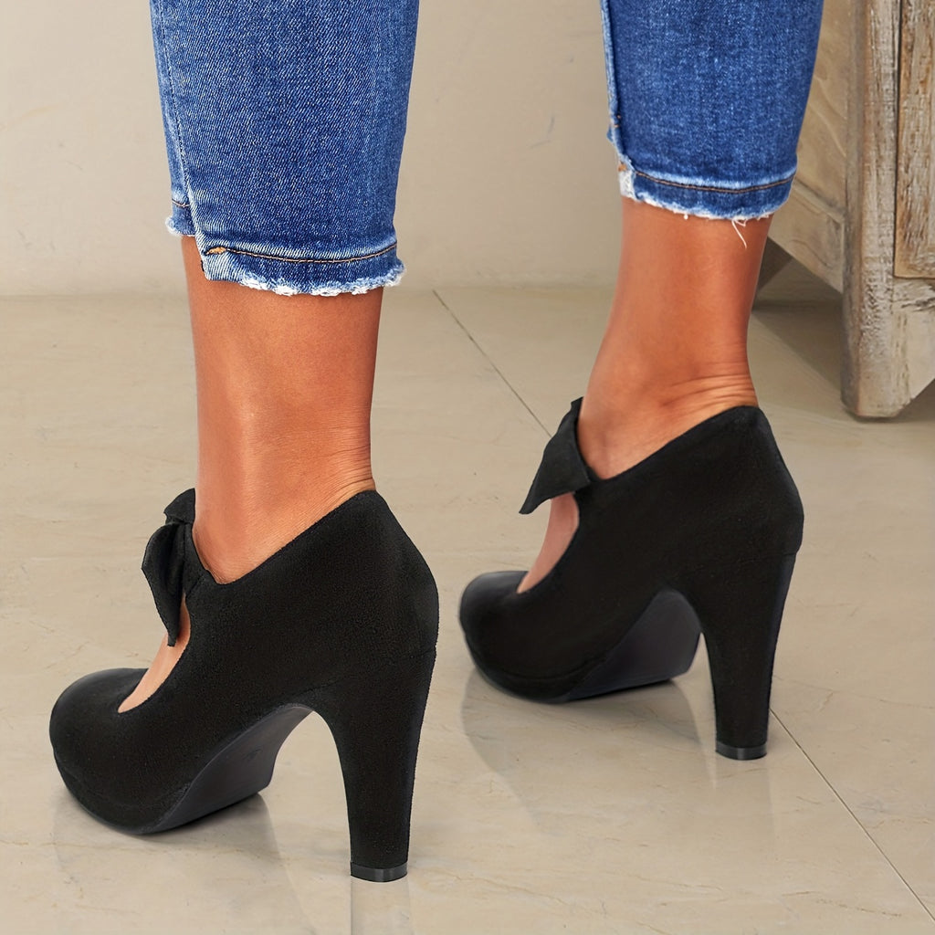 Schwarze Mary Jane Pumps mit Schleife - Lena