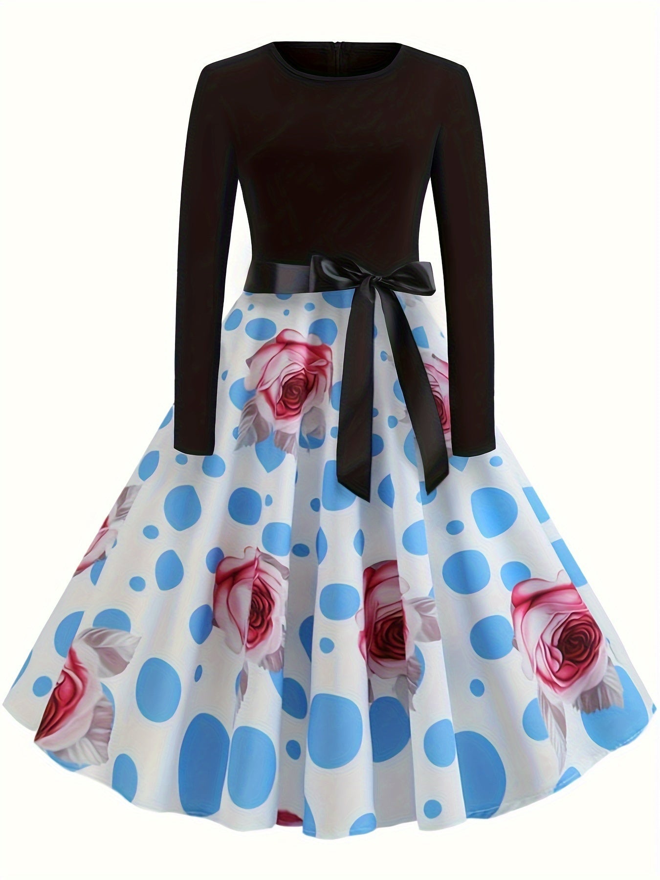 Oranges Schwarzes Vintage Halloween-Schwingkleid - Eva