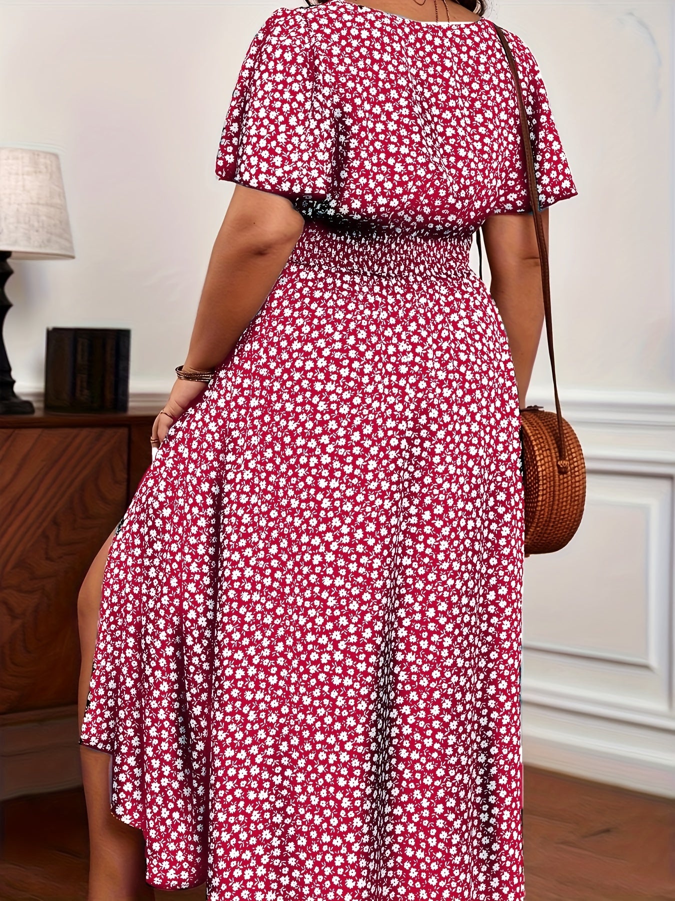 Bordeauxrotes Plus Size Freizeitkleid - Amelie