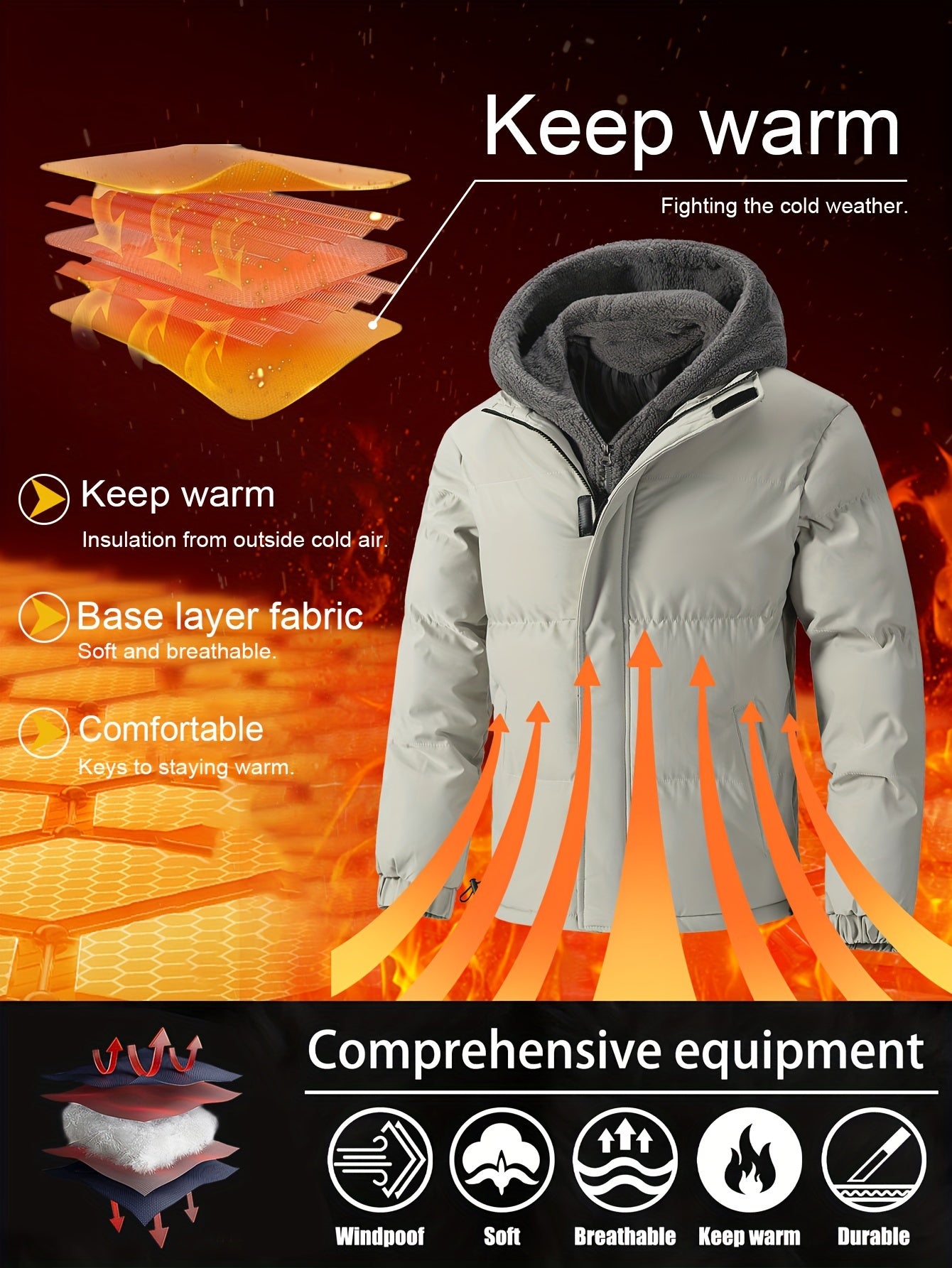 Schwarze Fleece-Kapuzenjacke – Ben