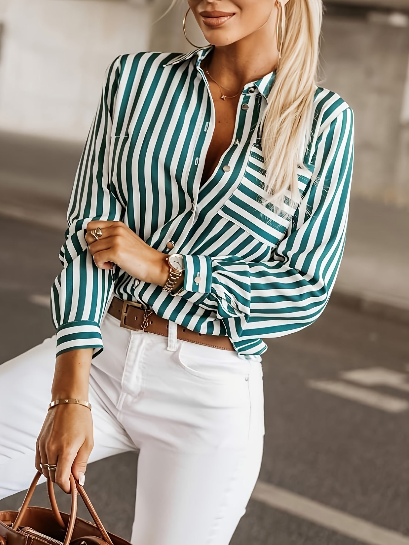 Grüne Mesh-Fledermausärmel Bluse - Nina
