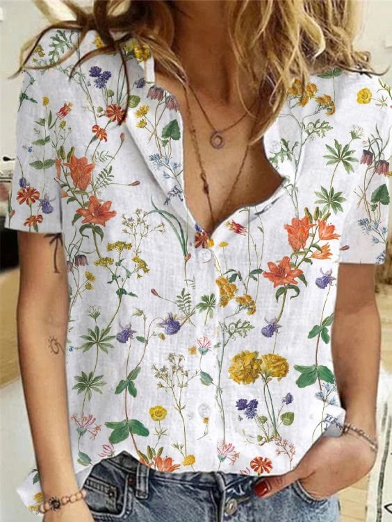 Weiße Blumenbluse - Lotte