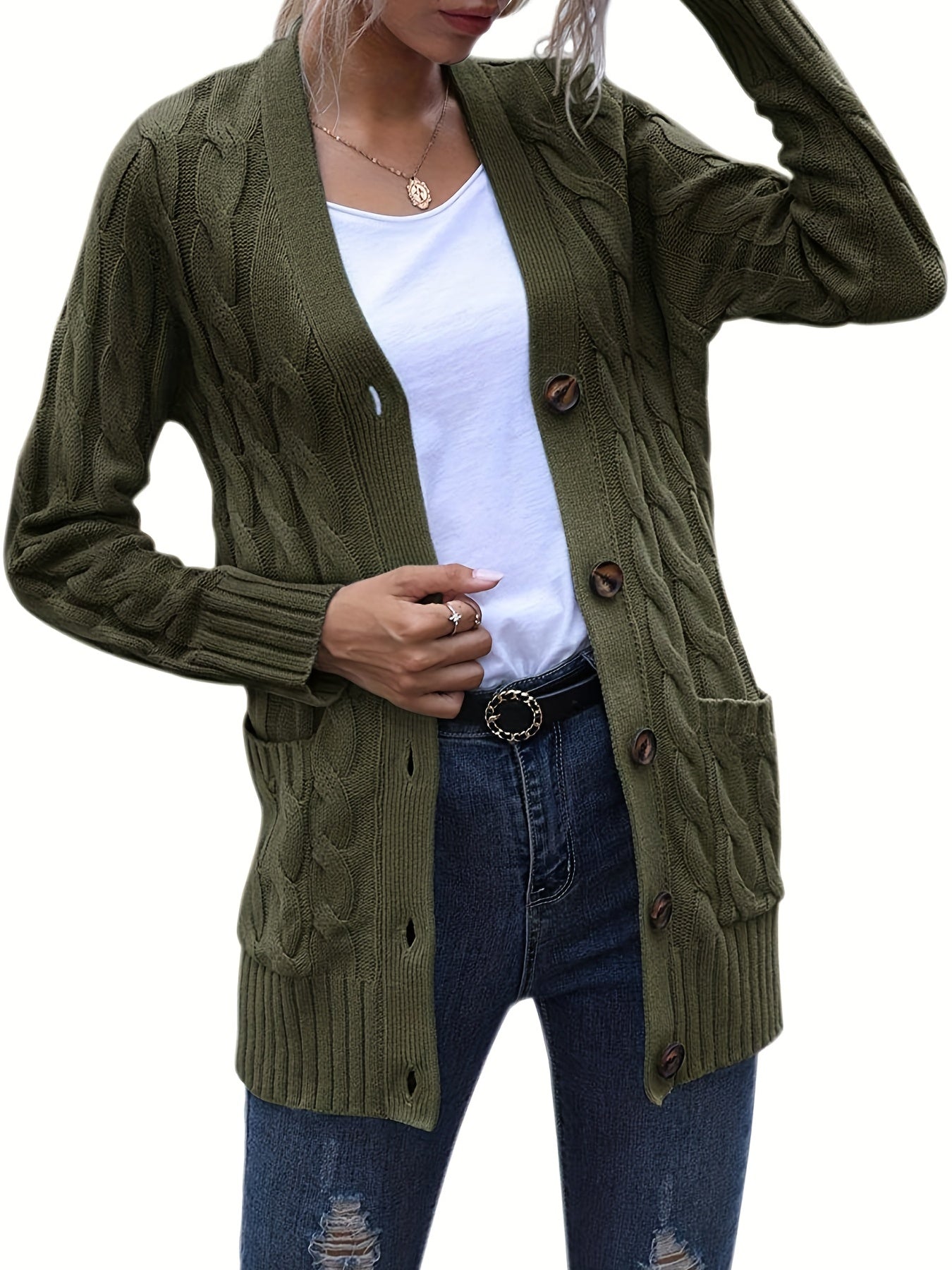 Rote Strick-Kapuzenjacke – Lisa
