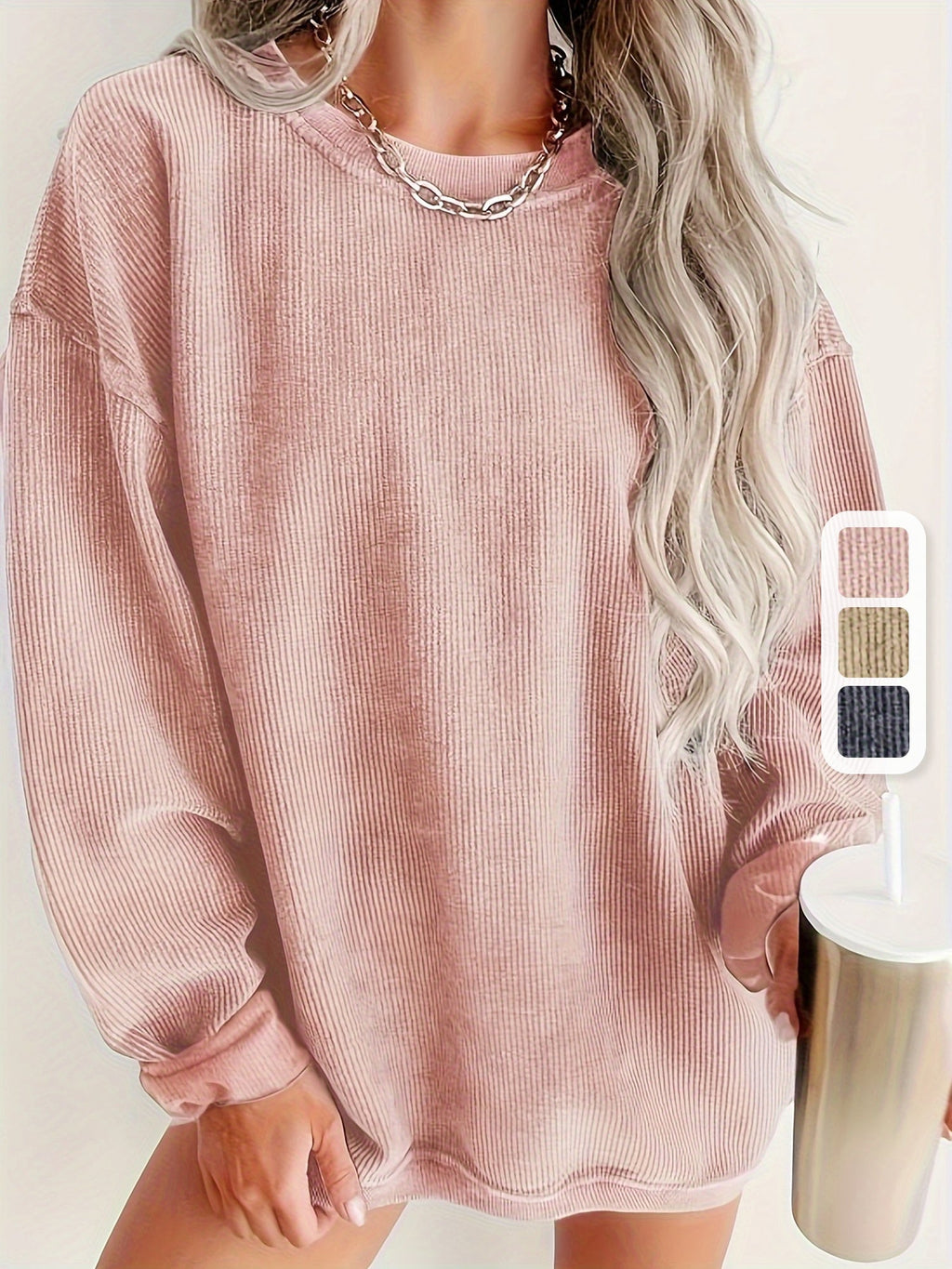 Dunkelgrauer Gerippter Pullover – Emma
